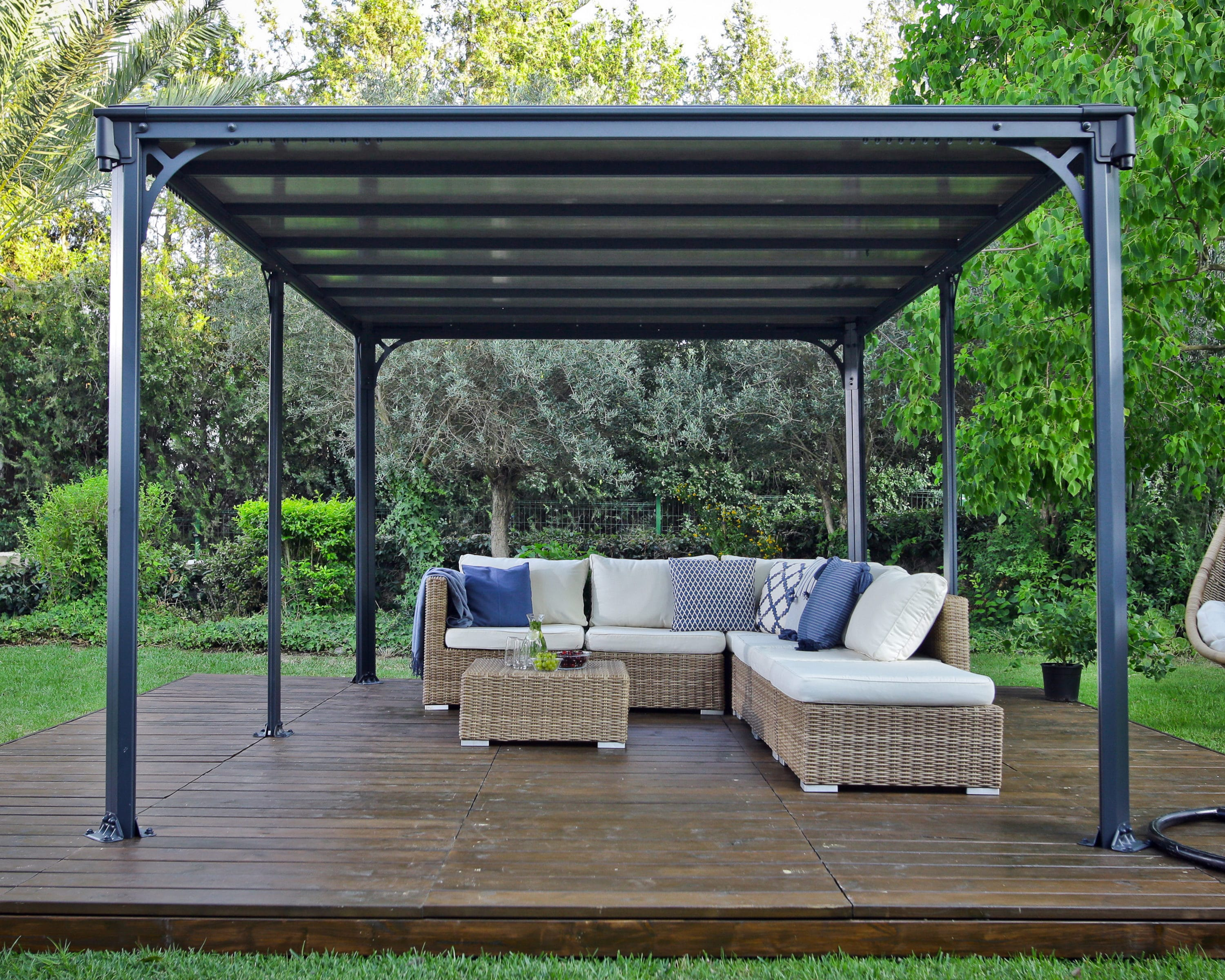 Palram - Canopia Milano 4300 10' x 14' Polycarbonate/Aluminum Gazebo - Gray/Bronze