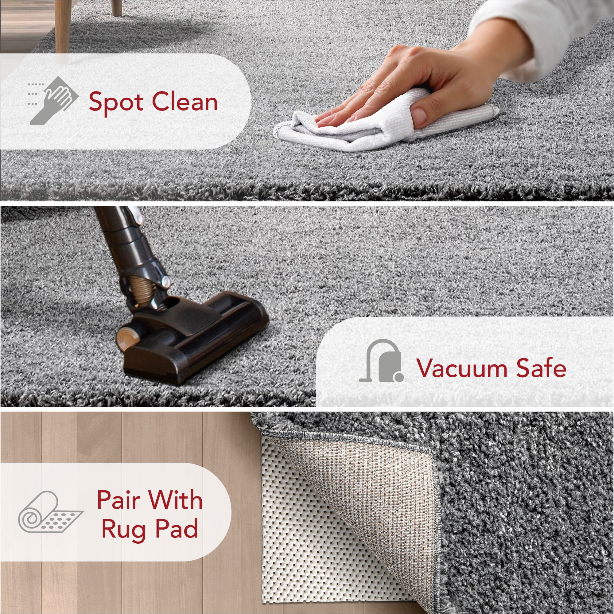 Marleen Plush Shag Gray 10 ft. x 14 ft. Contemporary Living Room/Bedroom/Dining Room Area Rug
