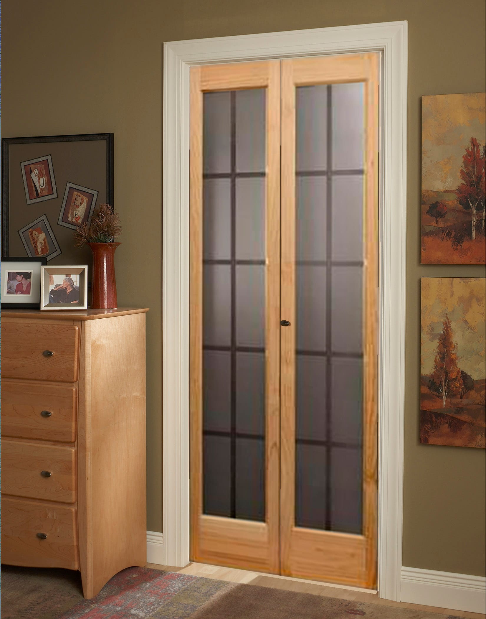 American Wood 837320 24 x 80 in. Full Glass Mission Bifold Door, Unfinished Pine