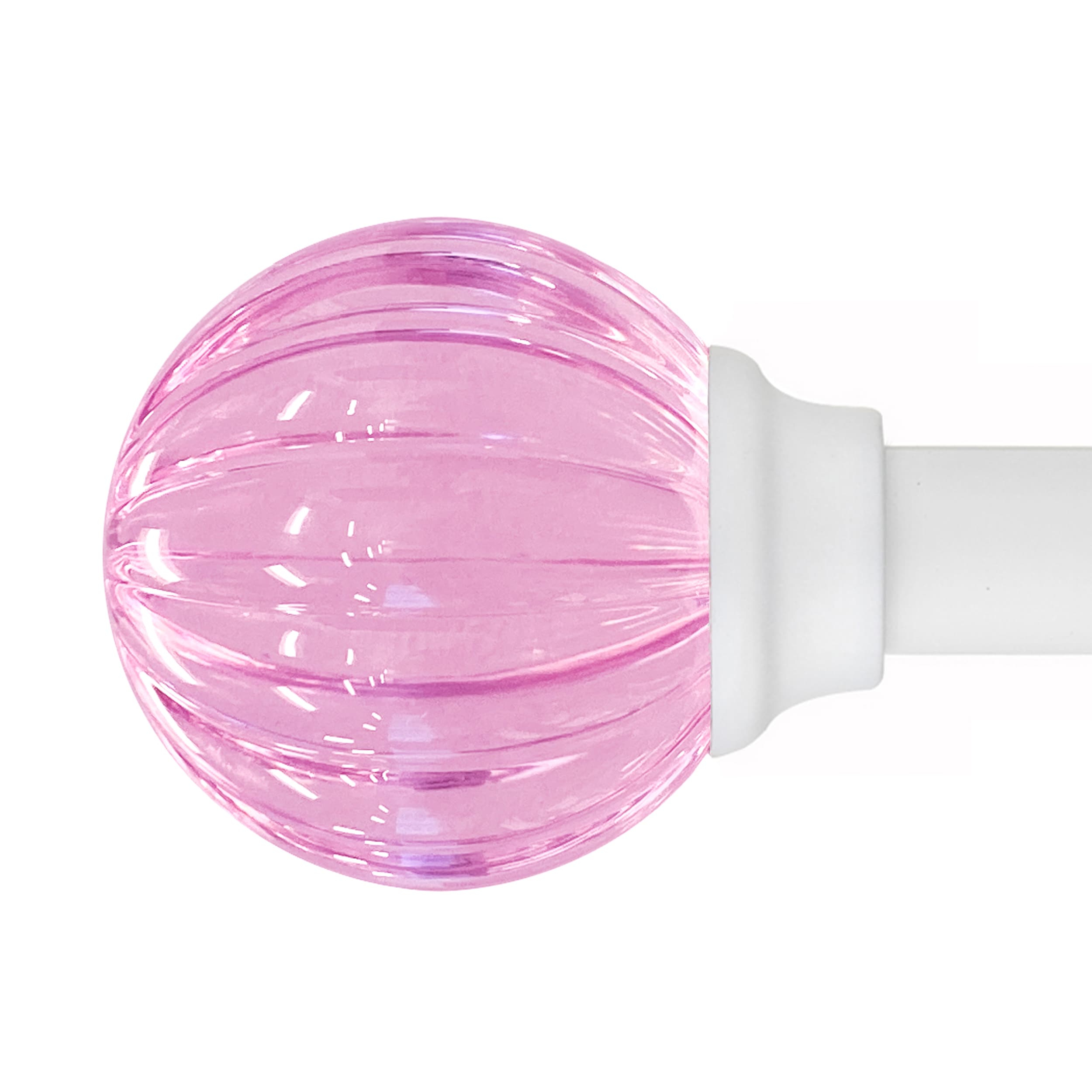Decopolitan 48-in to 86-in Pink Steel Single curtain rod with Finials