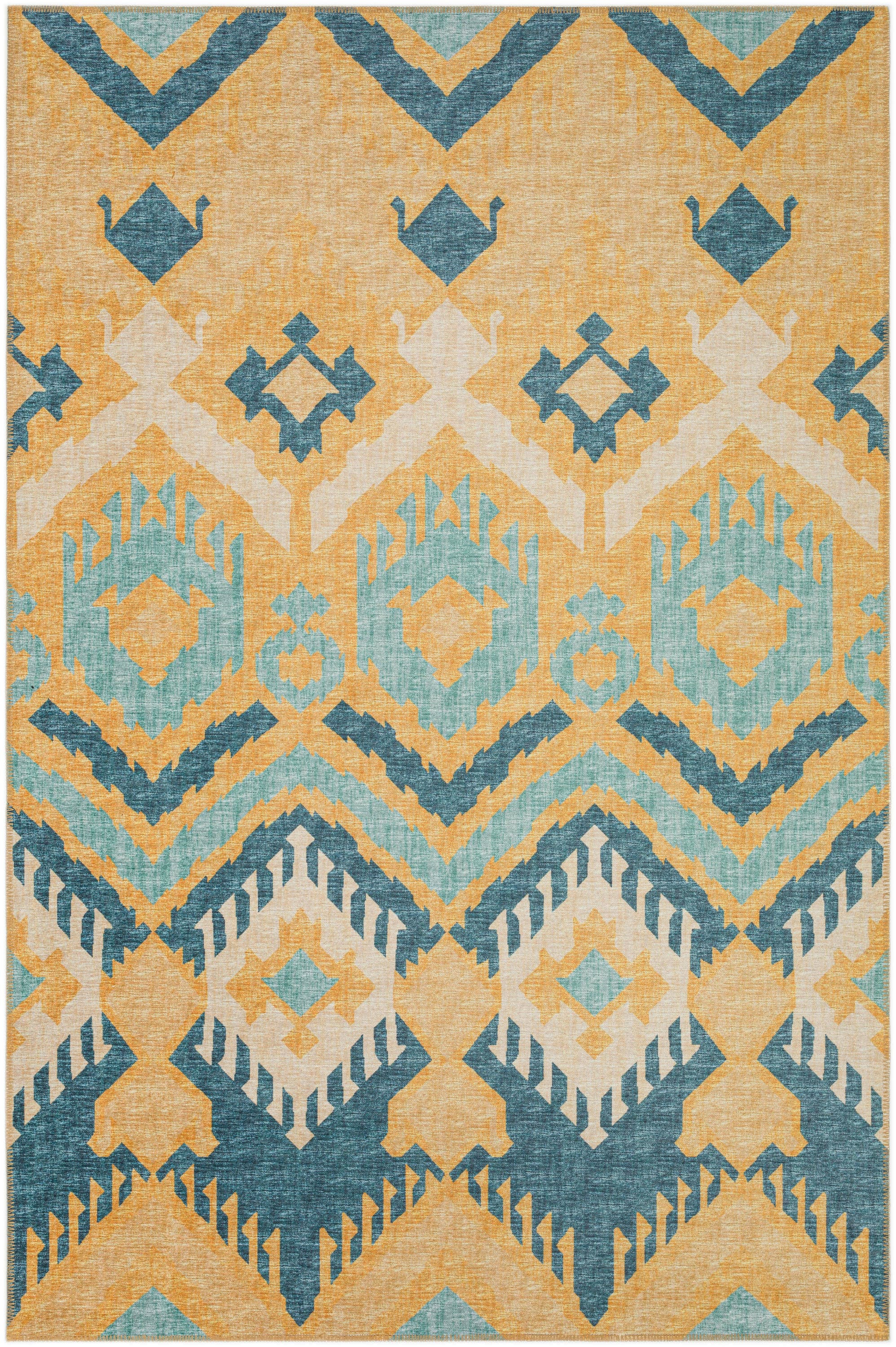 Addison Rugs Indoor/ Outdoor Addison Yuma Southwest Ikat Washable Area Rug 5' x 7'6" - Yellow