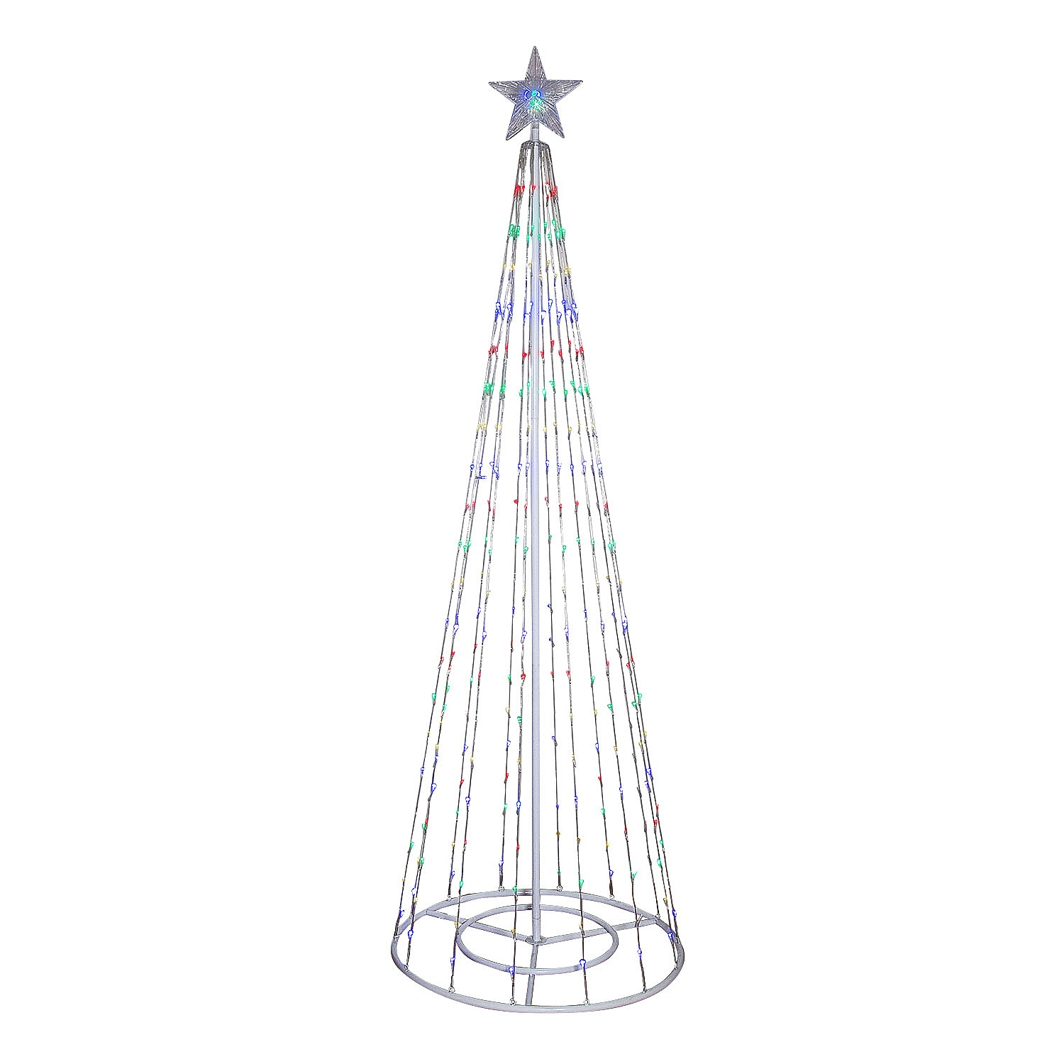 Alpine Corporation 86"H Indoor Artificial Christmas Tree with Multi-Colored Lights and Star Topper , Christmas Decoration