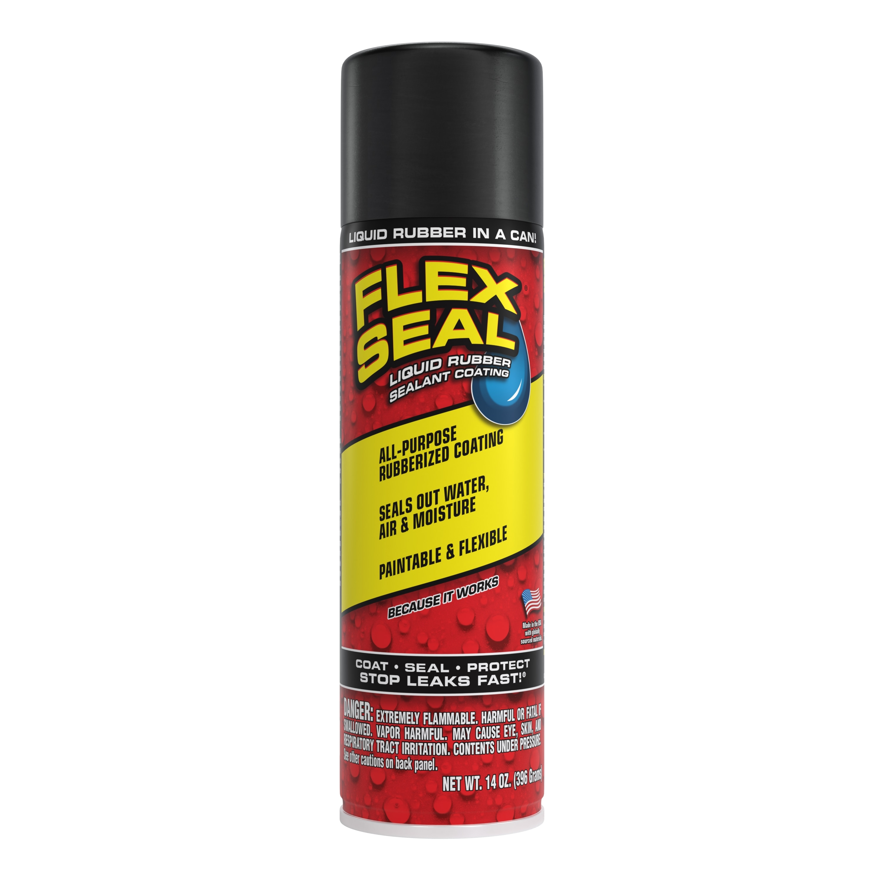 Flex Seal Automotive Aerosol Liquid Rubber Sealant Coating, 14 oz, Black
