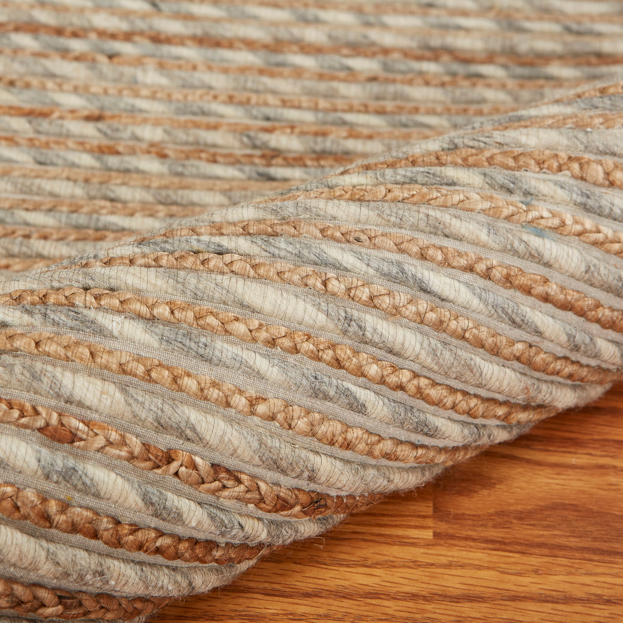 Eco-Friendly Dark Gray Striped Wool Blend 5' x 7' Area Rug