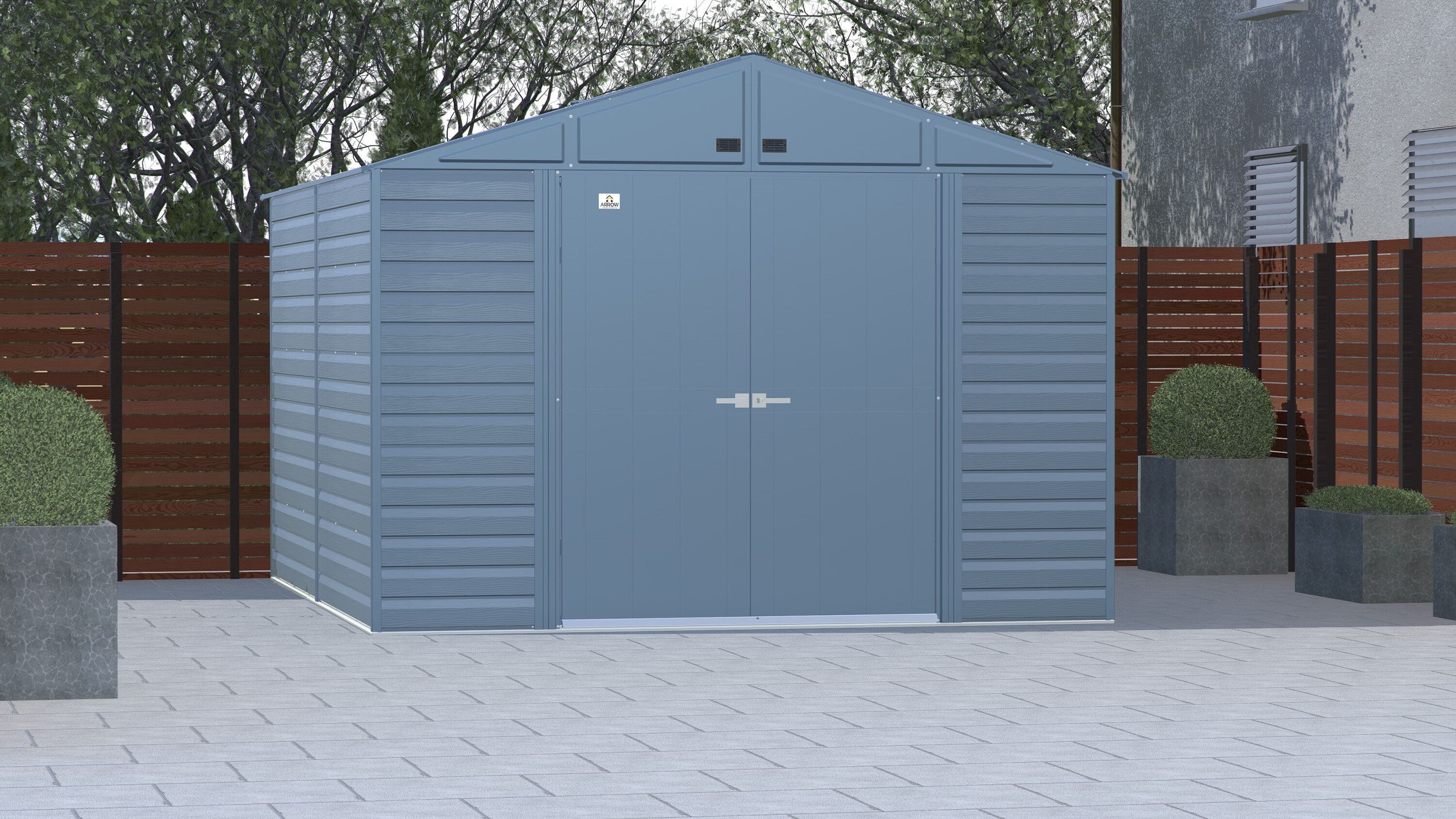 Arrow Select Steel Storage Shed Steel Storage Shed, 10x12, Blue Grey