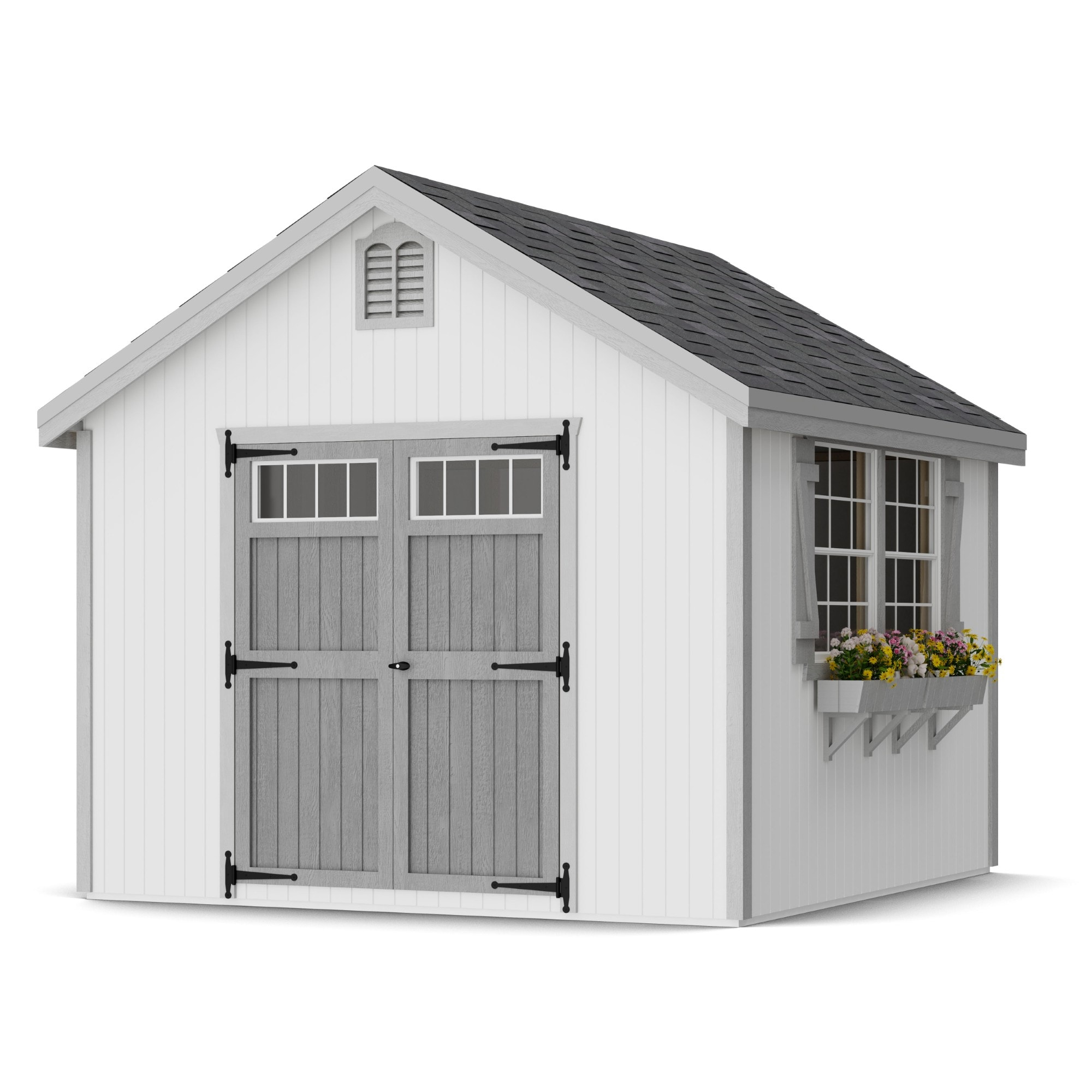 Little Cottage Co. 10x10 Colonial Williamsburg Shed with Operable Windows and Floor, Outdoor Wood Storage Do-It-Yourself Precut Kit