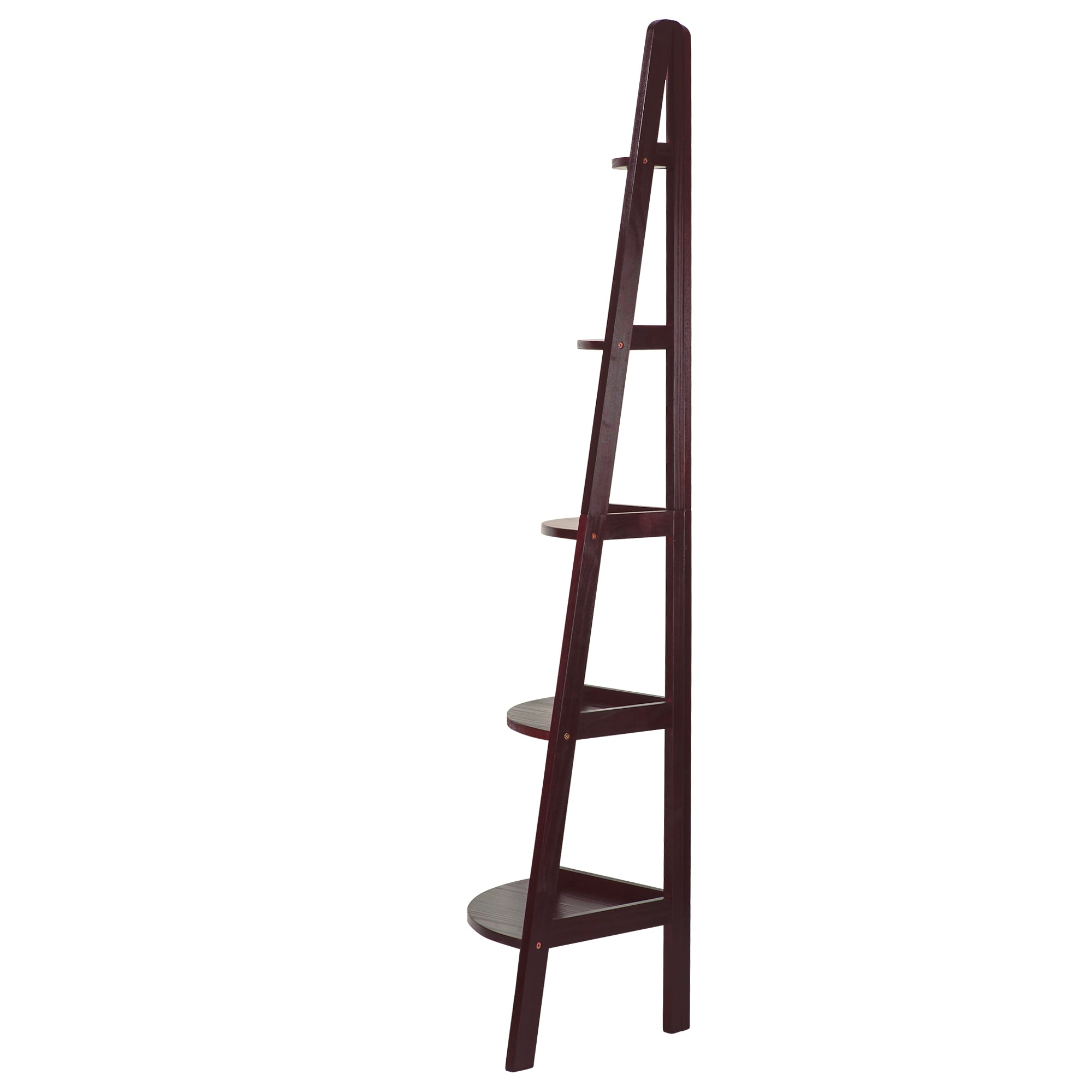 Casual Home 5-Shelf Corner Ladder Bookcase-Finish:Espresso