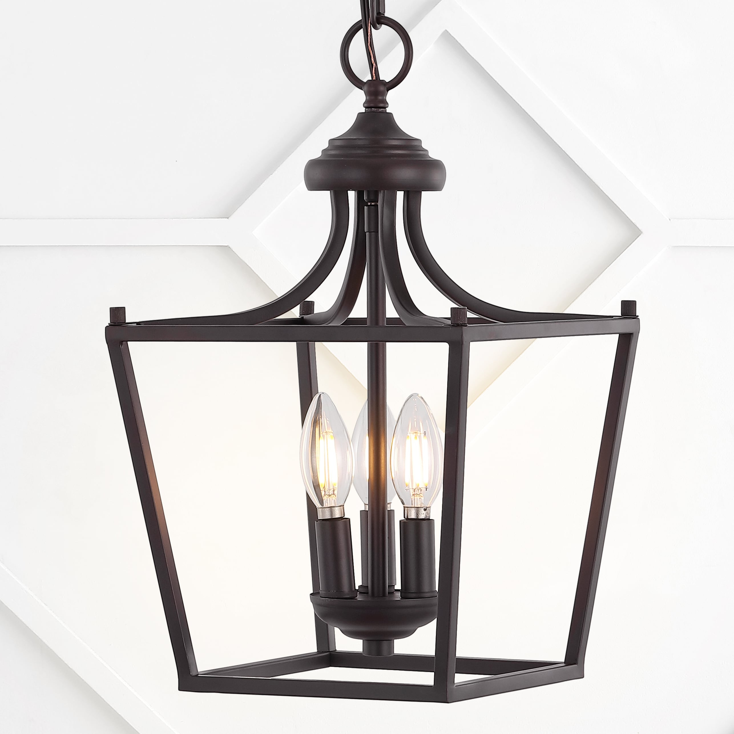 Camden 10" 3-Light Iron Classic Midcentury Pendant Lantern, Oil Rubbed Bronze