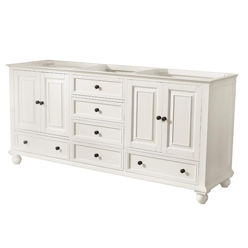French White Solid Wood Double Freestanding Vanity, 72-inch
