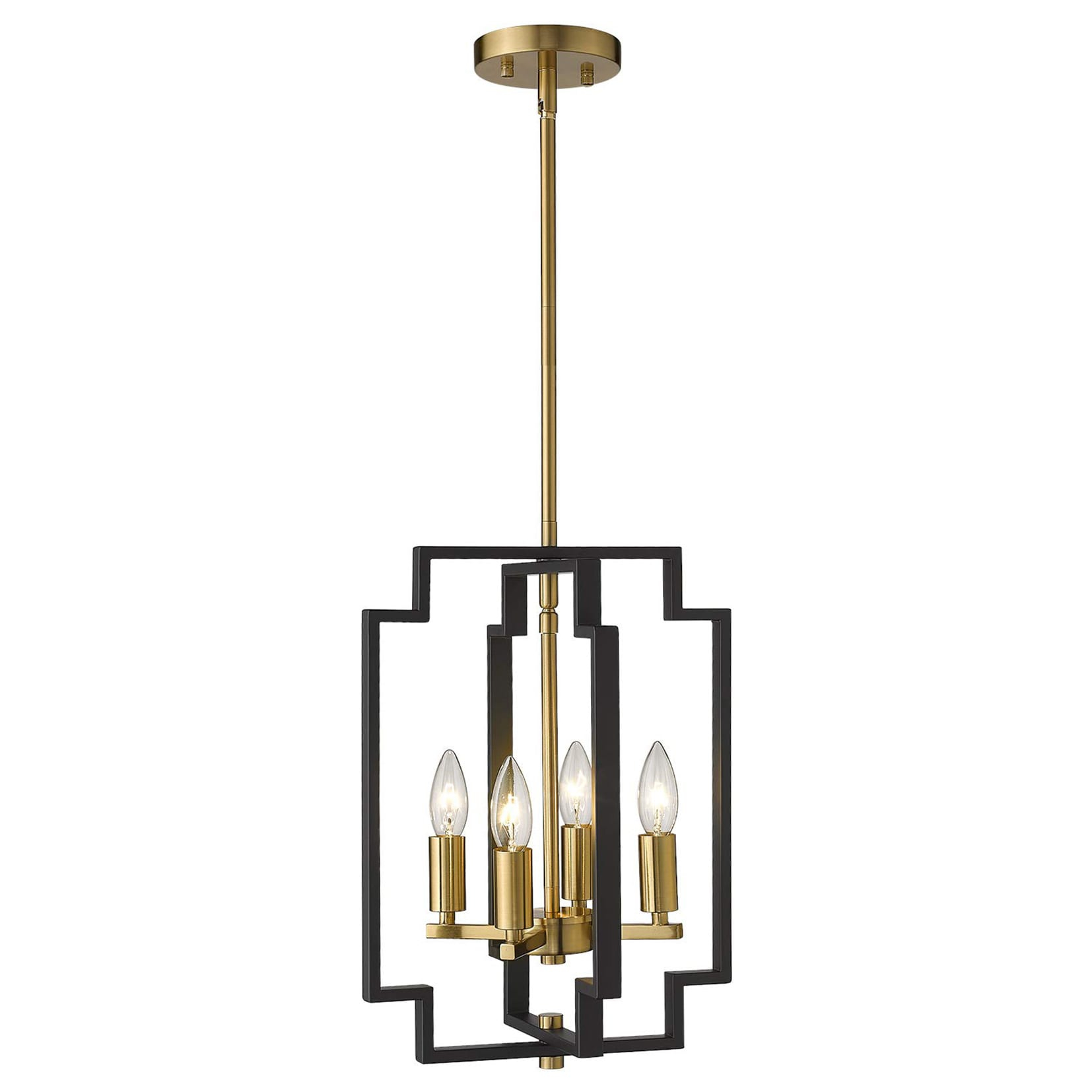 LTMATE JAZAVA 4 -Light Black and Gold Industrial Lantern Medium Hanging Pendant light
