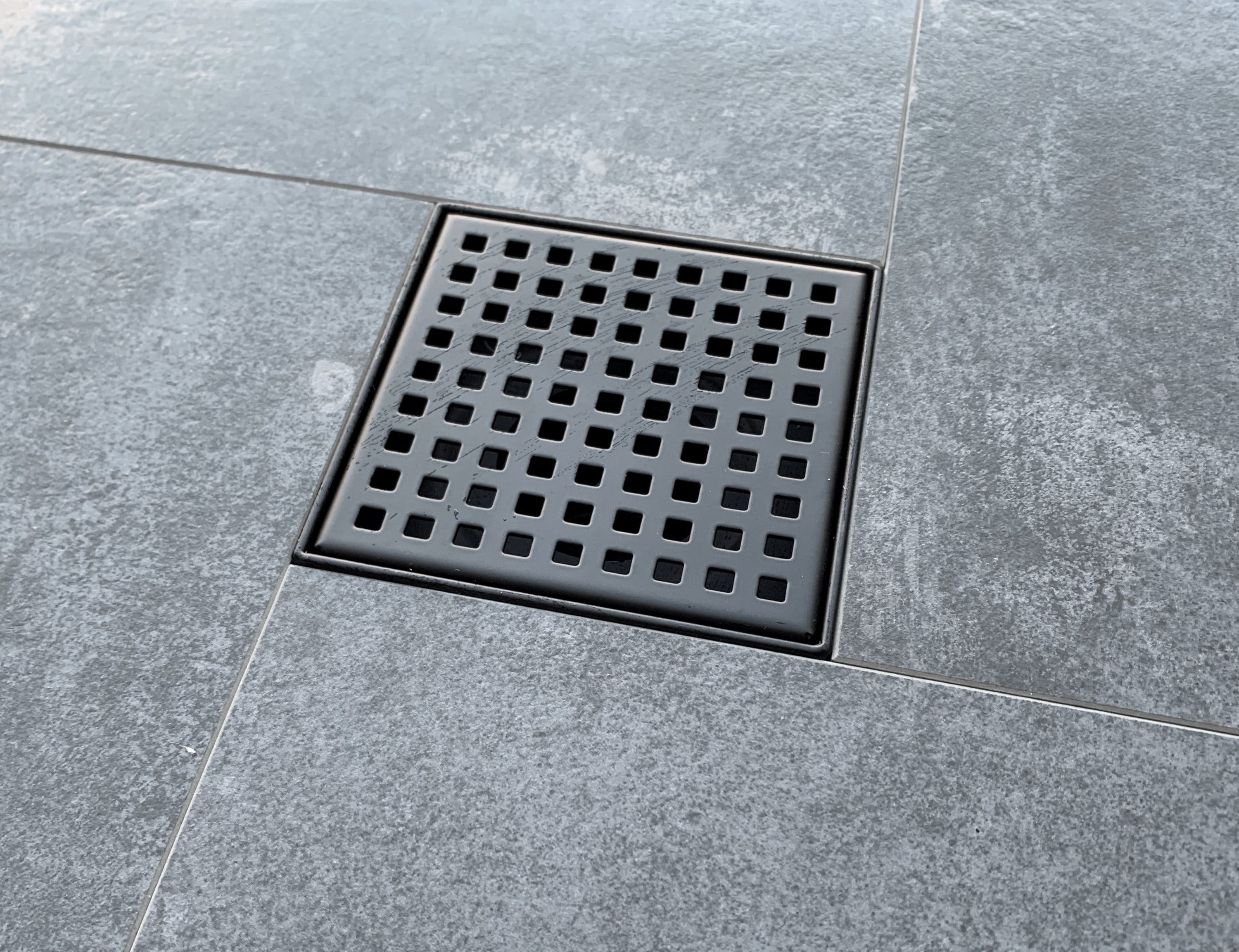 Matte Black Stainless Steel Square Shower Drain with Strainer