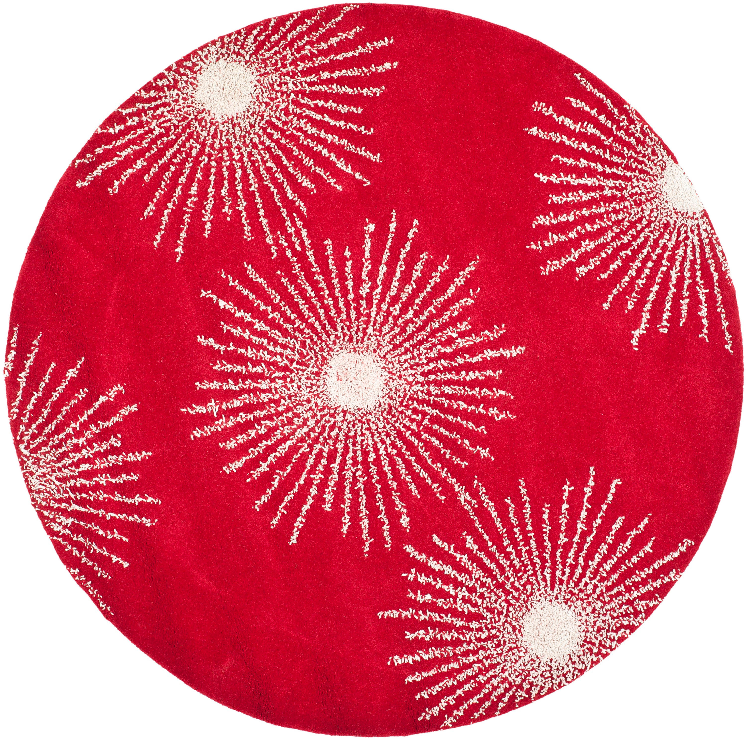 Soho SOH712 Hand Tufted Area Rug - Red/Ivory - 6' Round - Safavieh.