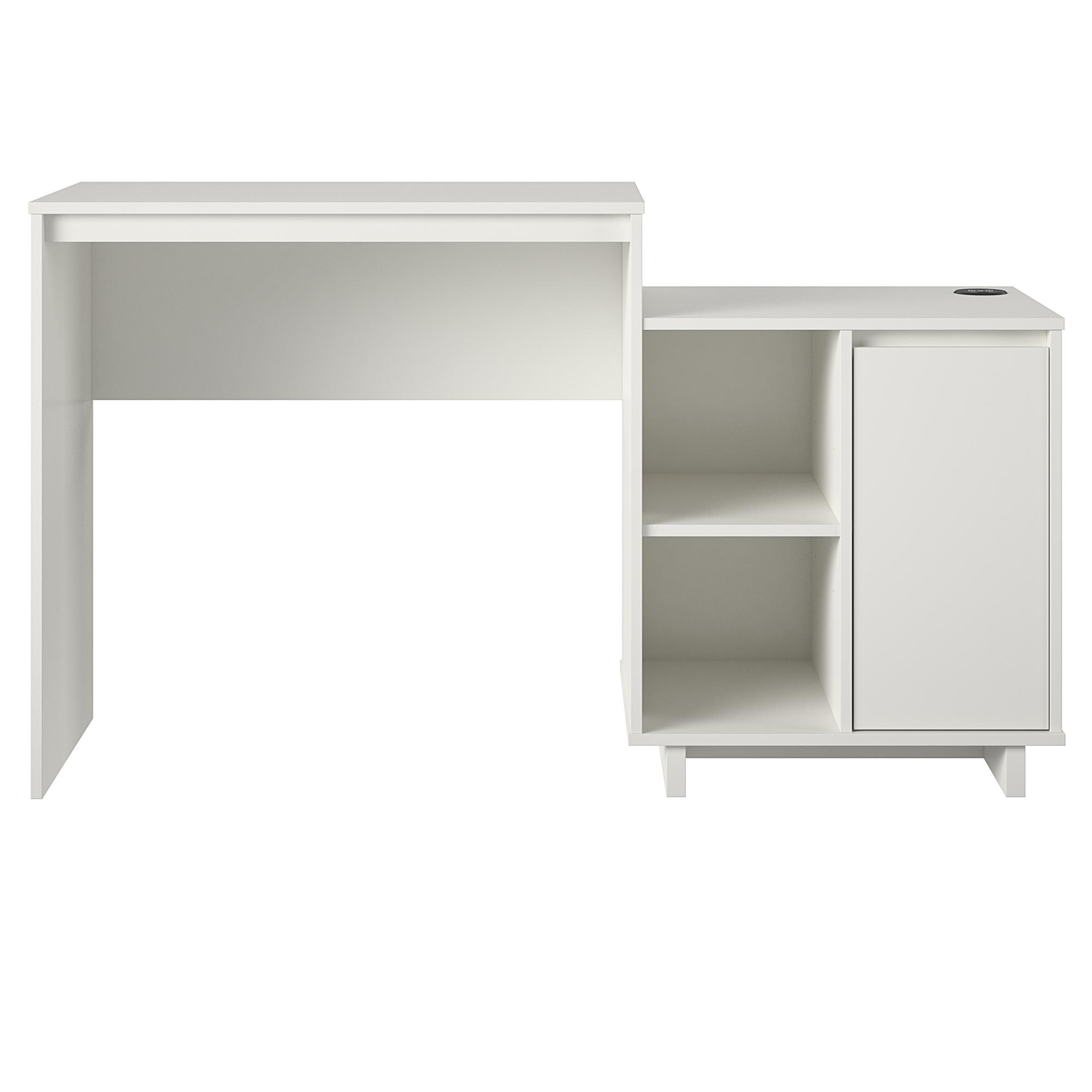 Ravelston White Wood Computer Desk with Filing Cabinet
