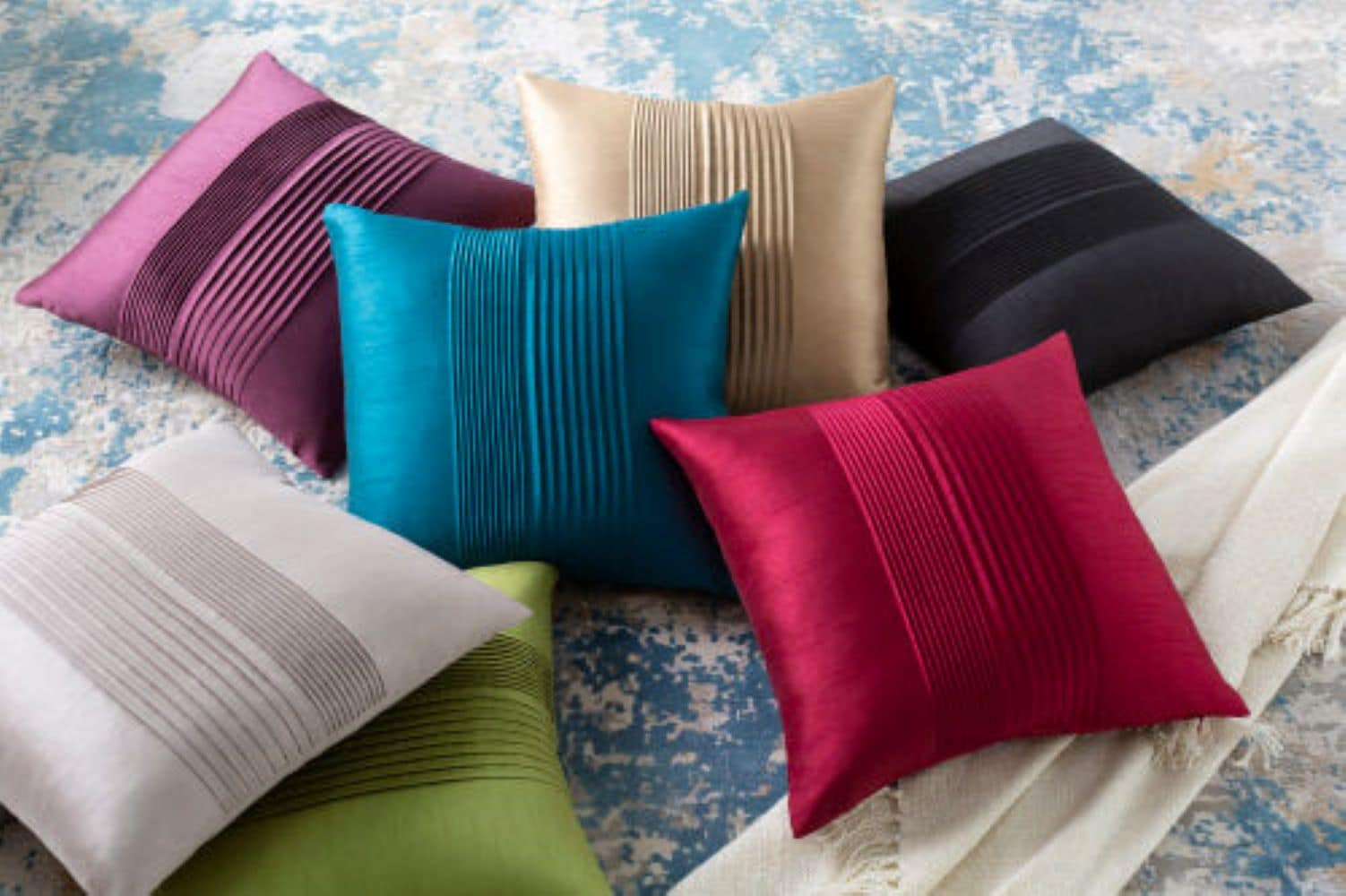 Surya Luxe 24" Square Black Wool Accent Pillow