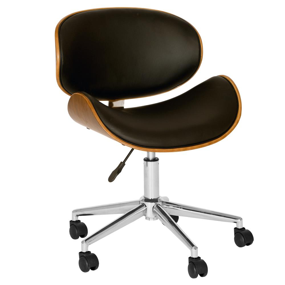 Daphne 21'' Black Leatherette Swivel Office Chair with Chrome Base