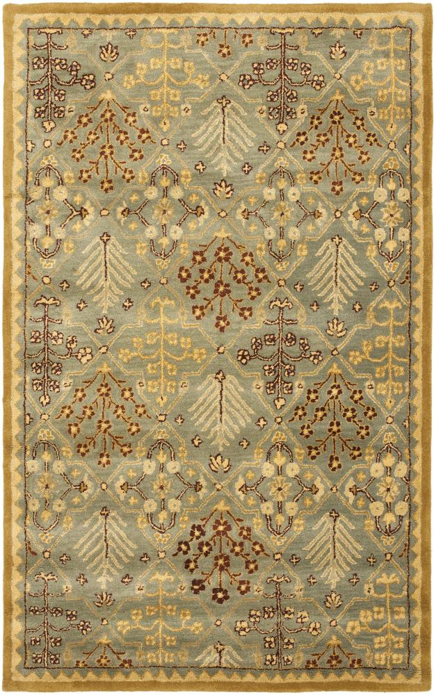 SAFAVIEH Antiquity Trafford Floral Geometric Wool Area Rug, Light Blue/Gold, 5' x 8'