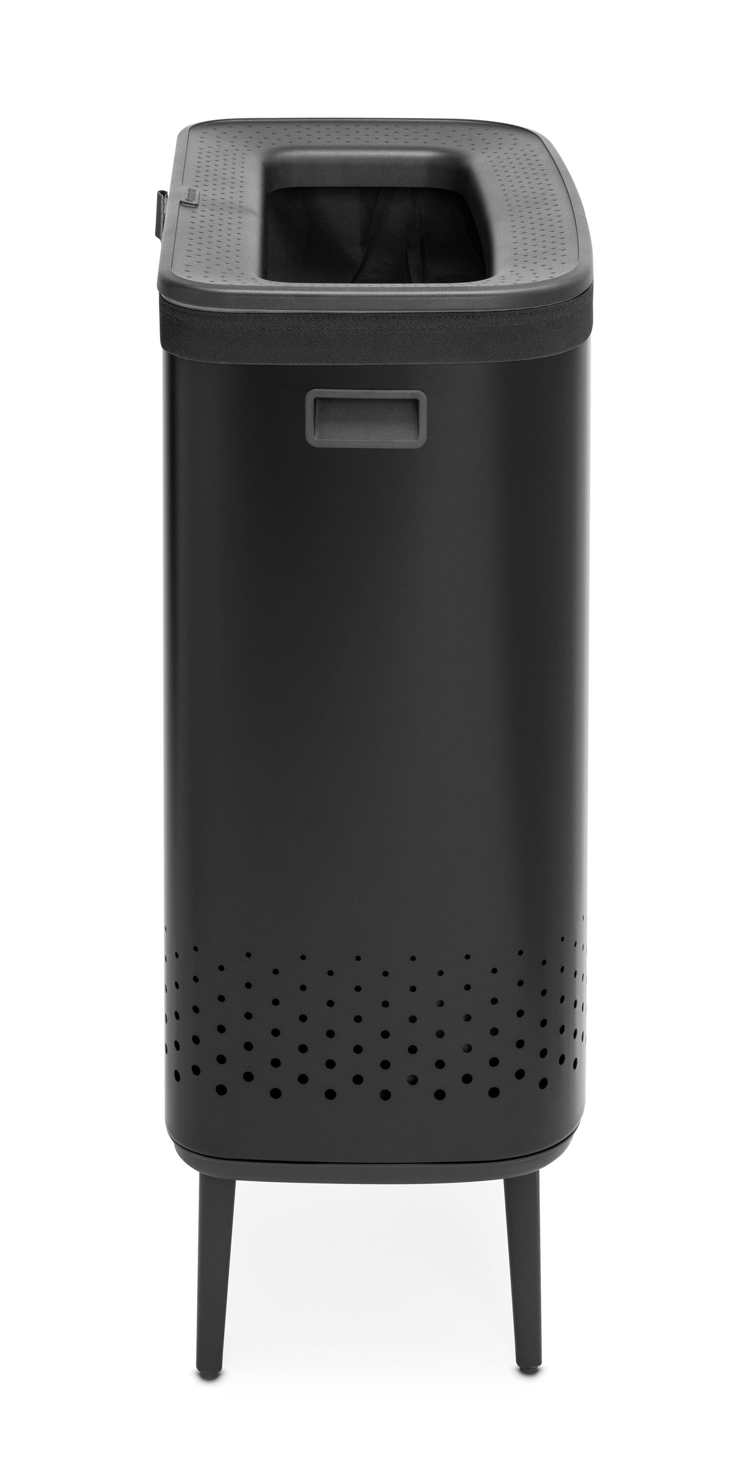 Black Steel Upright Hamper with Lid and Ventilation Holes