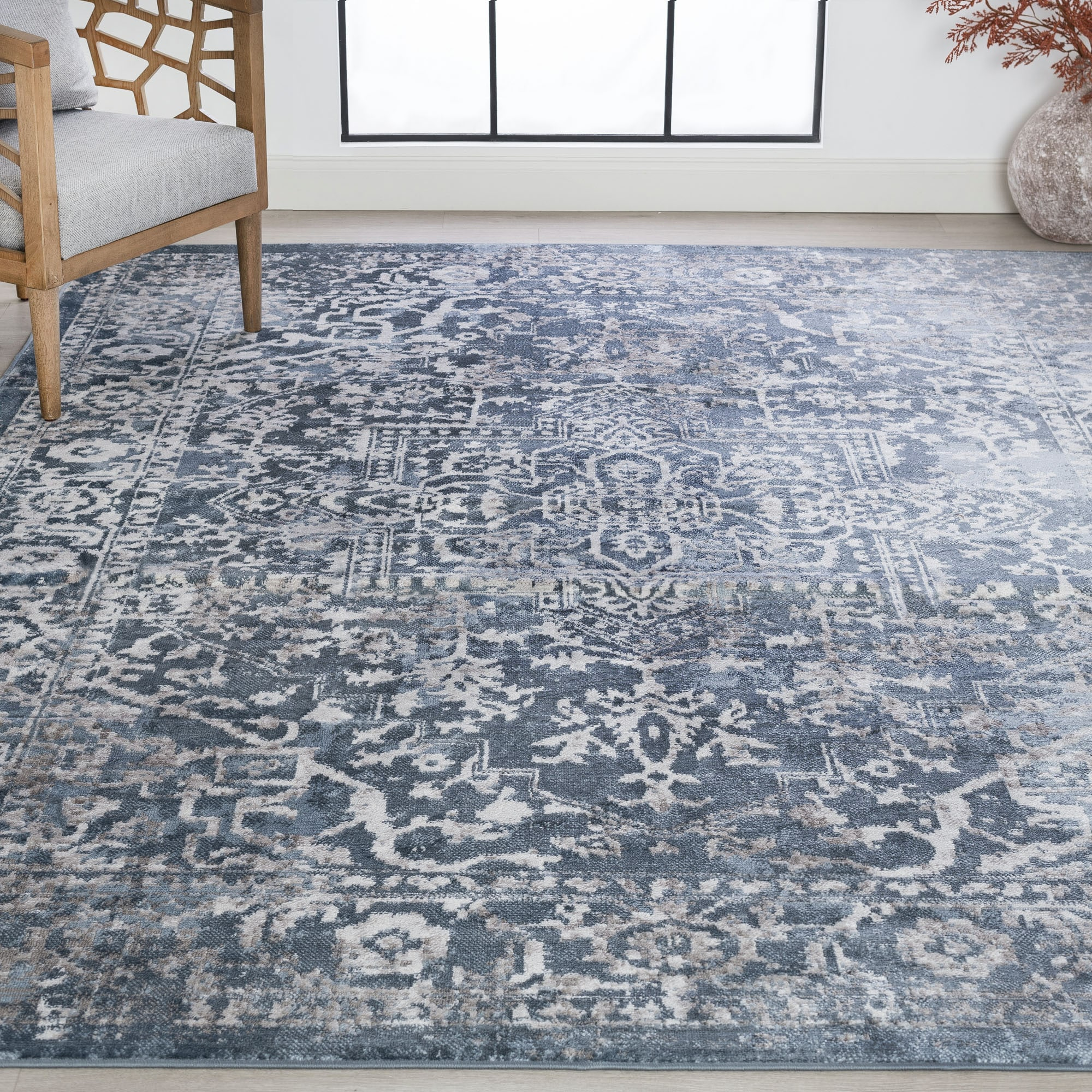 Tayse Nexus Area Rug NEX1701 Traditional Blue Faded Vintage 5' 3" x 7' 3" Rectangle