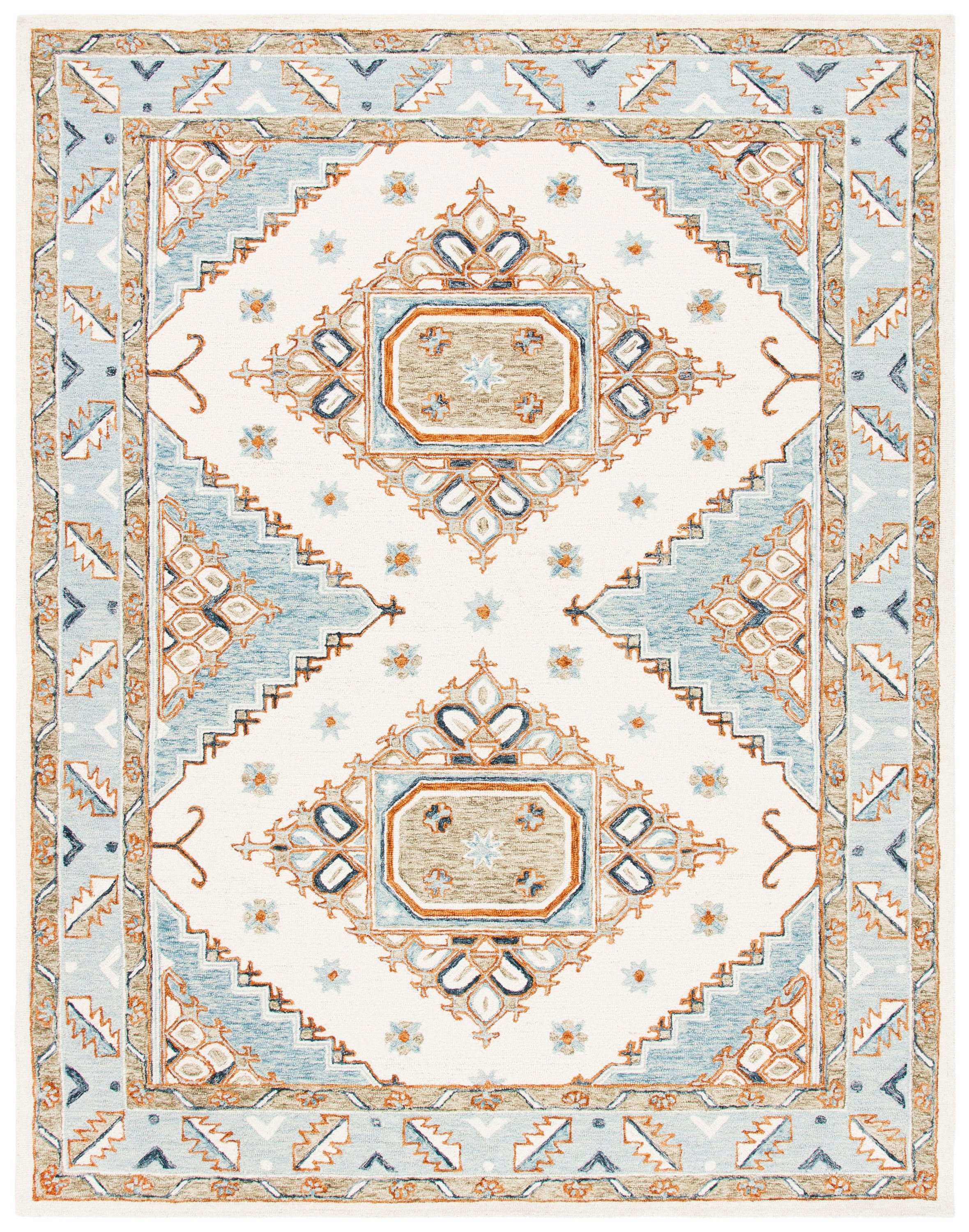 Ivory and Rust Hand-Tufted Wool 9' x 12' Area Rug