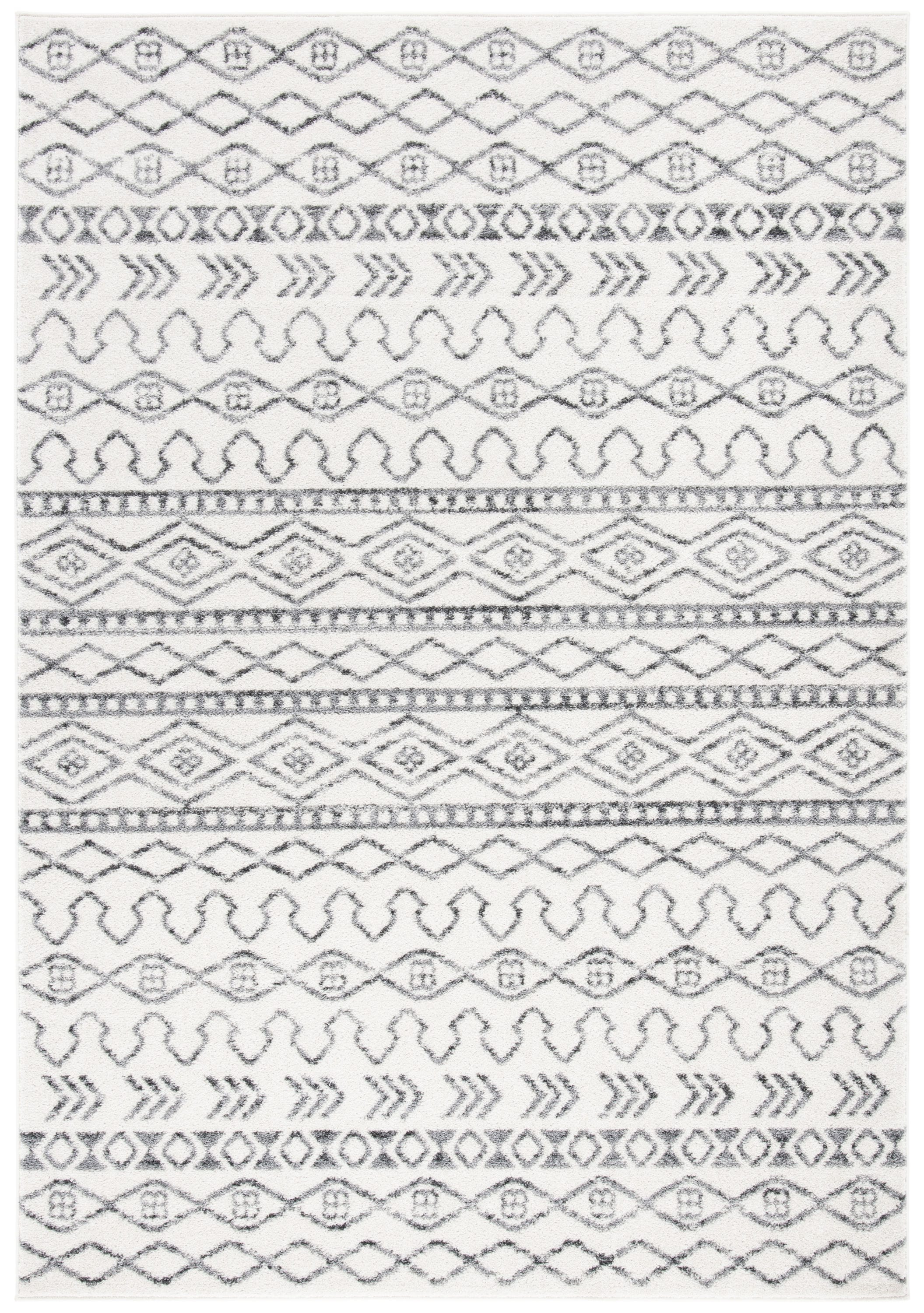 SAFAVIEH Tulum Kade Distressed Geometric Area Rug, 9' x 12', Ivory/Grey