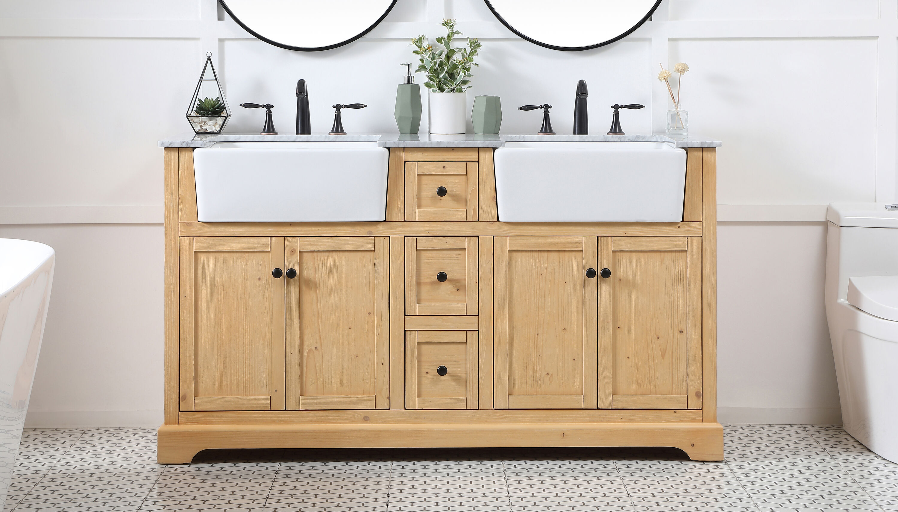 Elegant Decor Franklin 60" Aluminum MDF Double Bathroom Vanity in Natural Wood