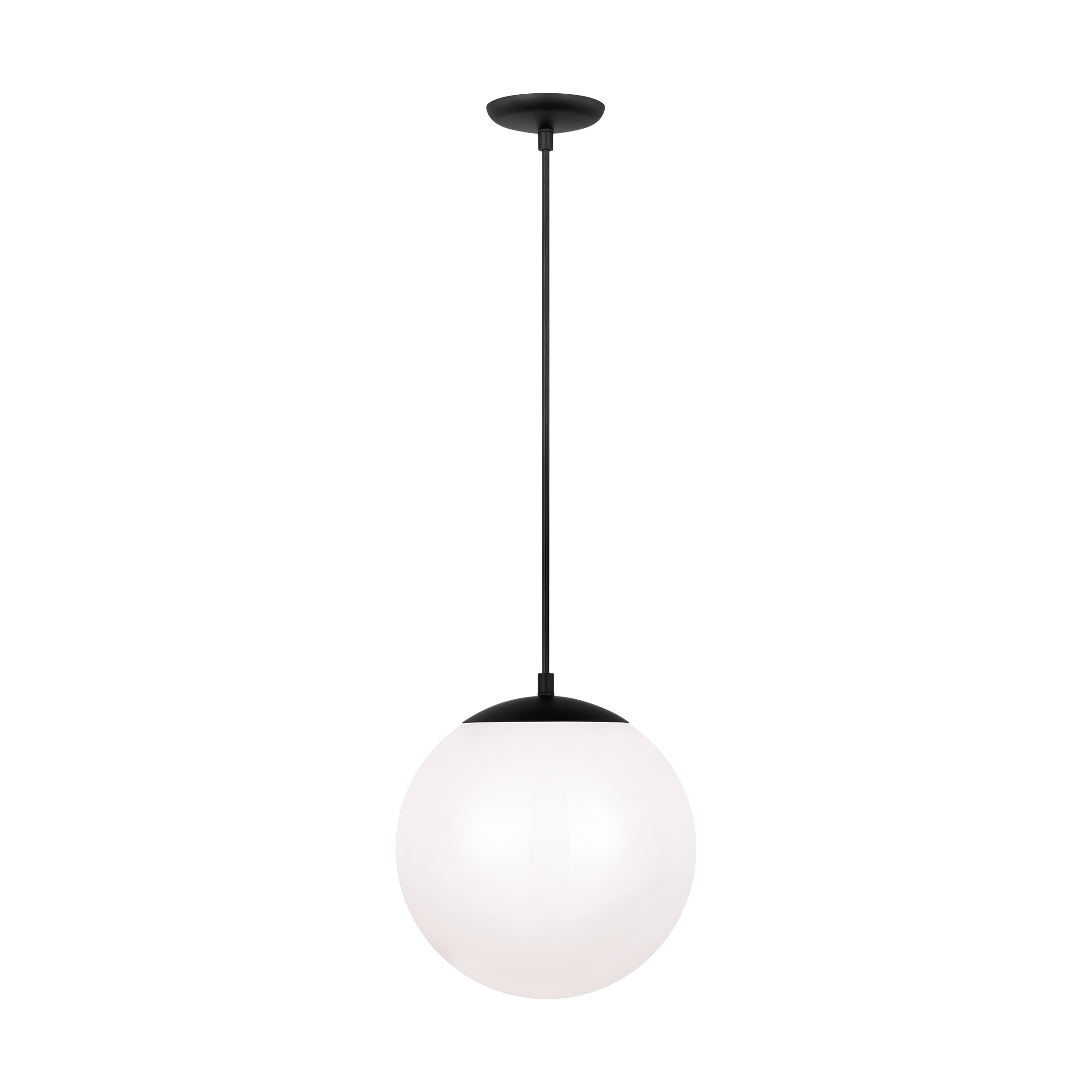 Midnight Black Globe Pendant Lamp with White Glass Shade