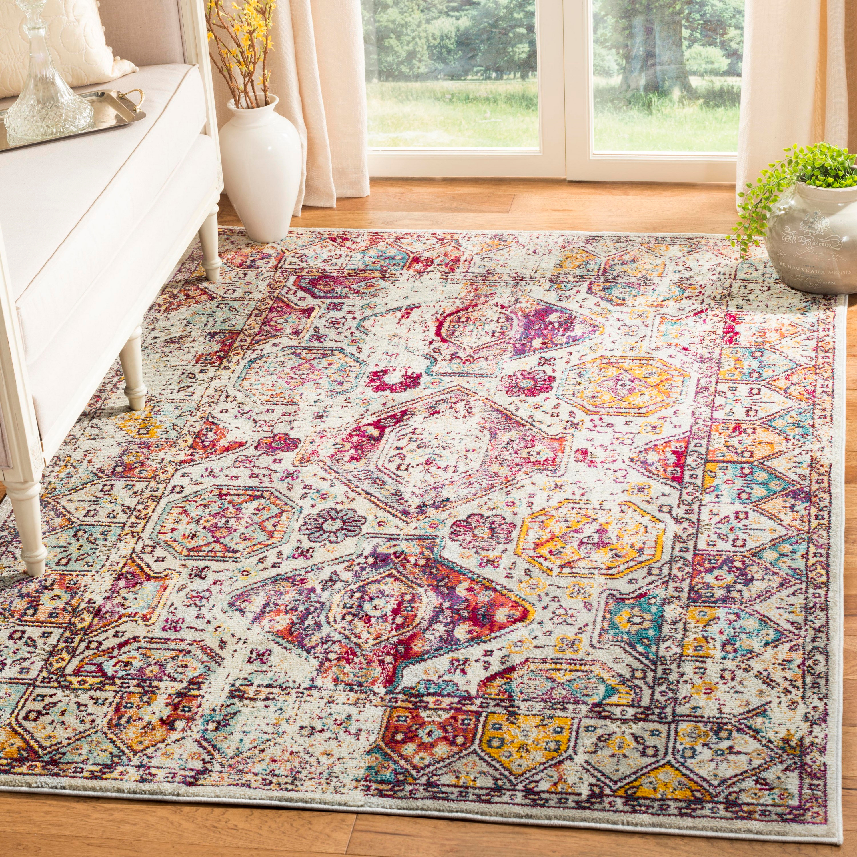 SAFAVIEH Savannah Baldric Faded Transitional Polyester Area Rug, Grey, 3' x 5'