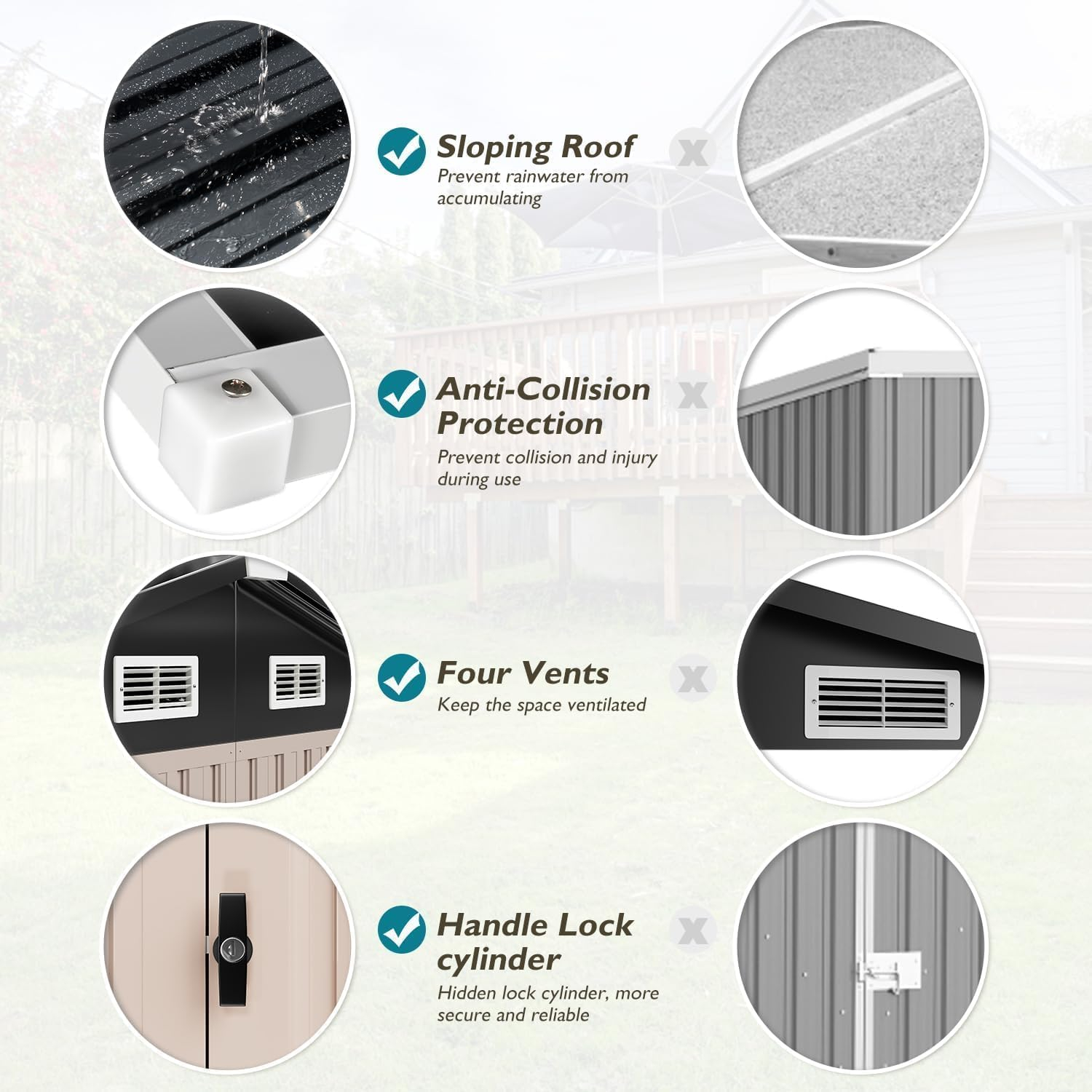 Outdoor Storage Shed, 6.4' x 4' Galvanized Metal Steel Shed with Lockable Door for Backyard, Garden