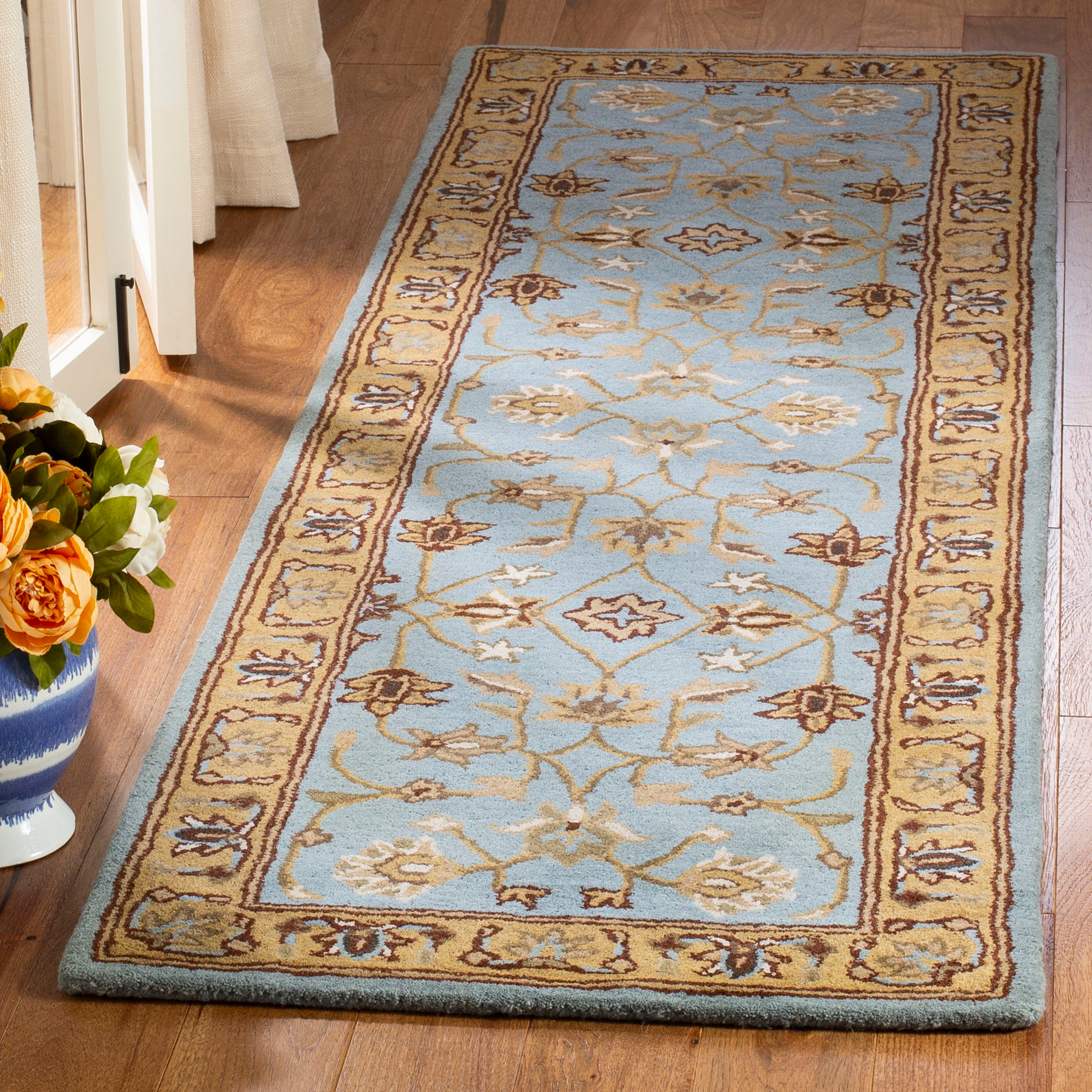 SAFAVIEH Heritage Dexter Oriental Wool Runner Rug, Blue/Gold, 2'3" x 6'