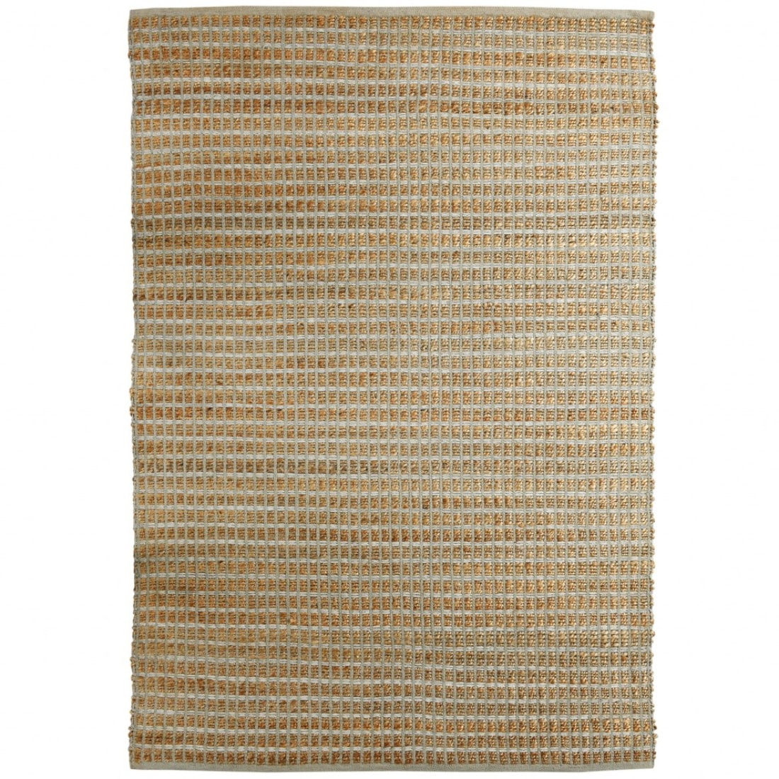 LR Home Natalie Jade Natural/Gray Grid Transitional Jute Blend Area Rug, 5' x 7'9"