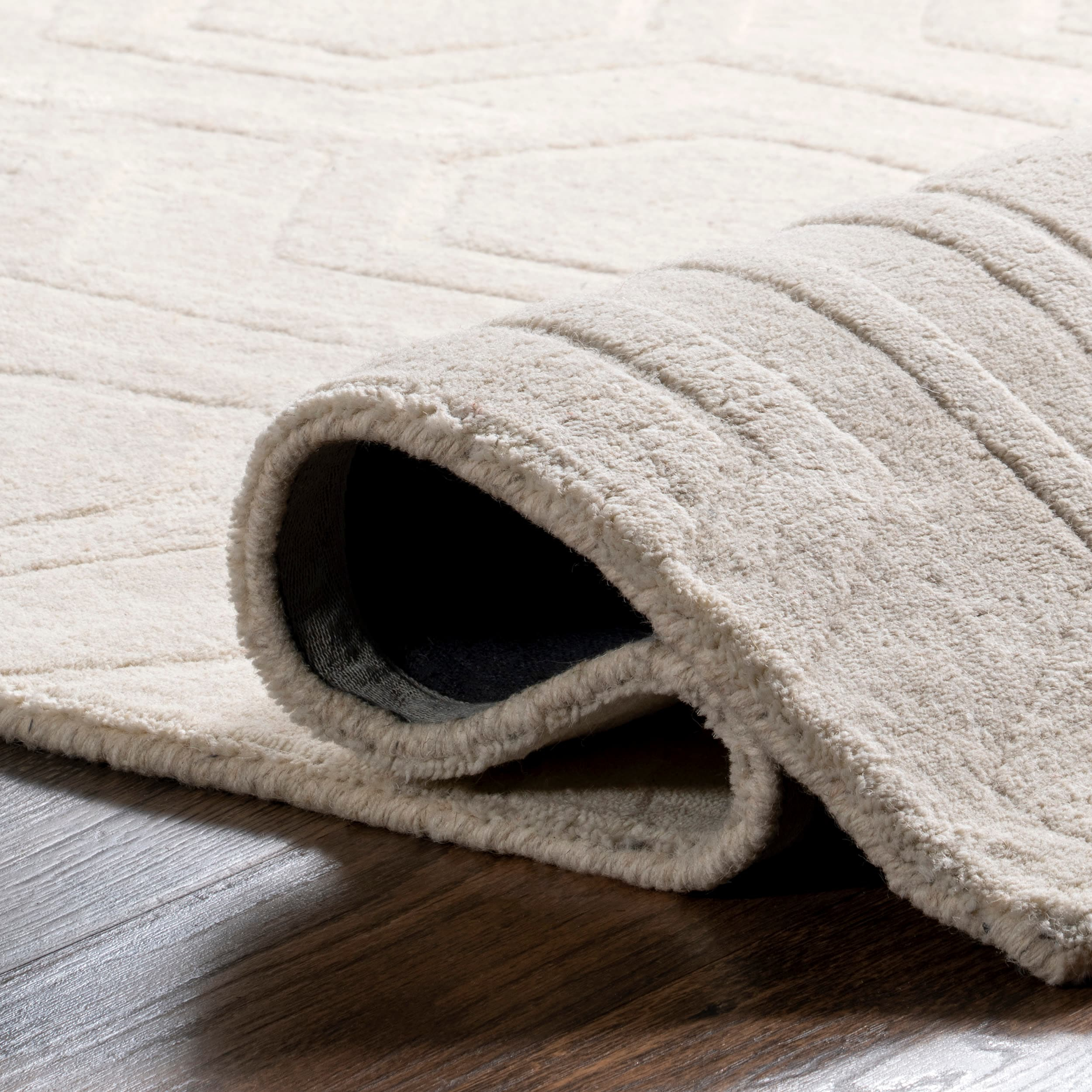 nuLOOM Ambrose Hand Woven Wool Area Rug, 4' x 6', Ivory