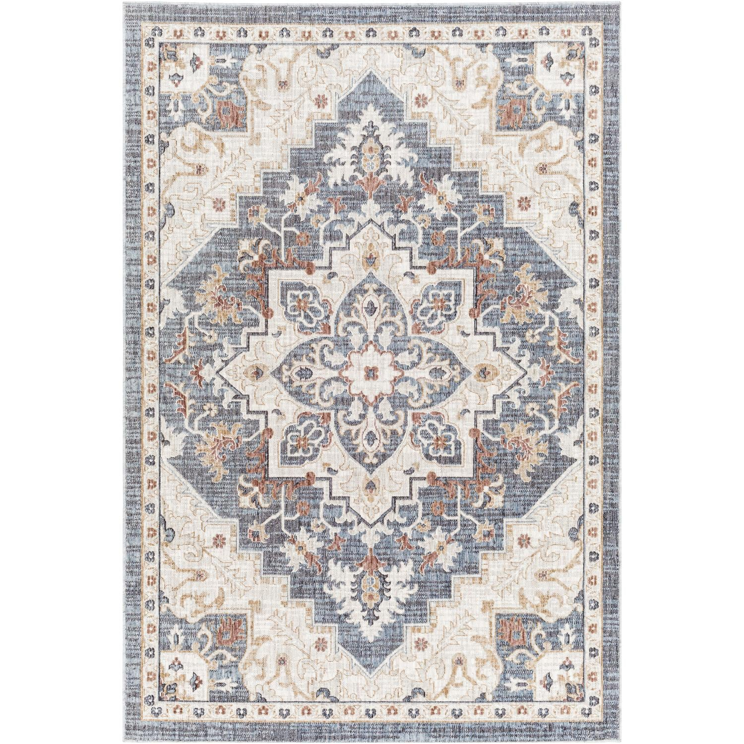 Blue Timeless Medallion 7'10" x 10' Recycled Material Rug