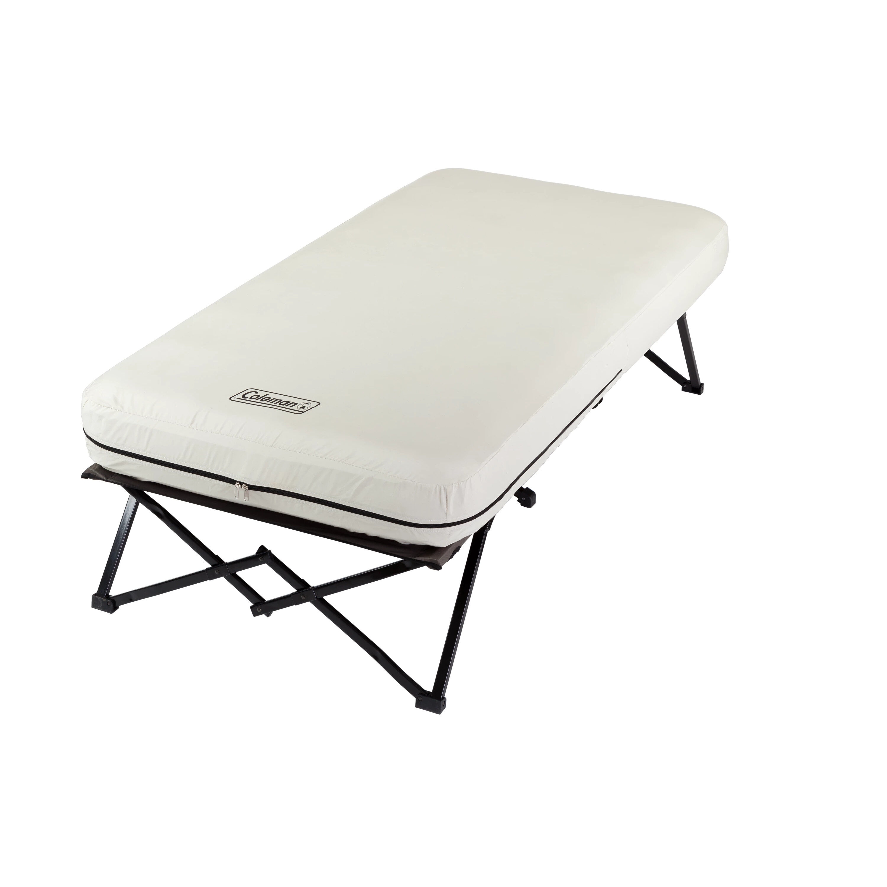 Coleman Camping Cot with Side Tables, Air Mattress & Battery Pump, Twin