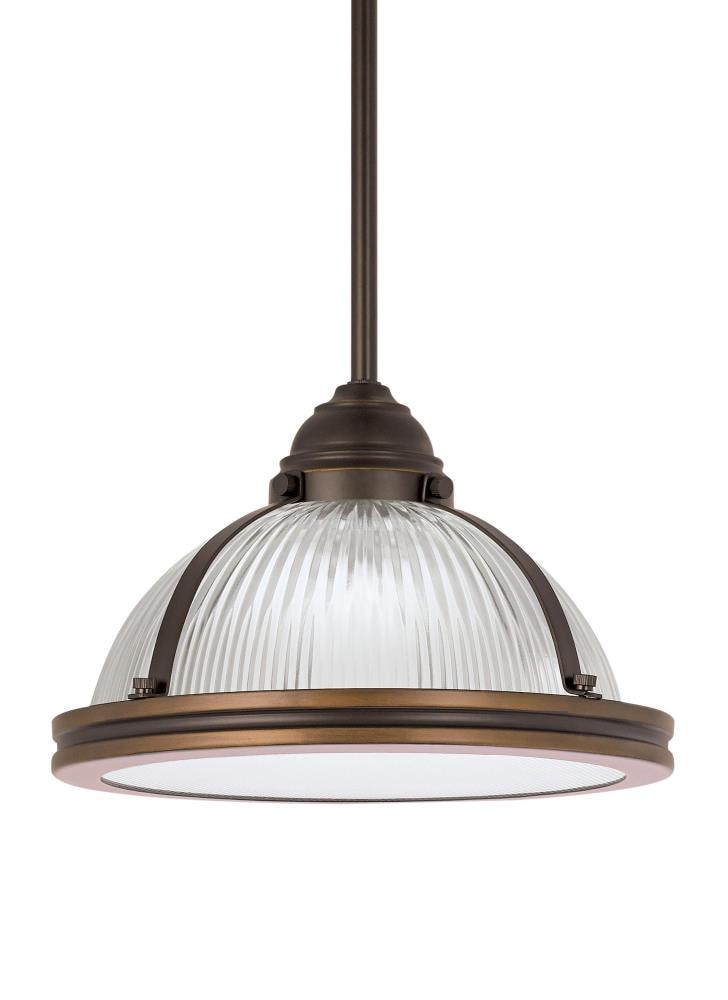 Autumn Bronze 10" LED Pendant with Clear Textured Glass Shade