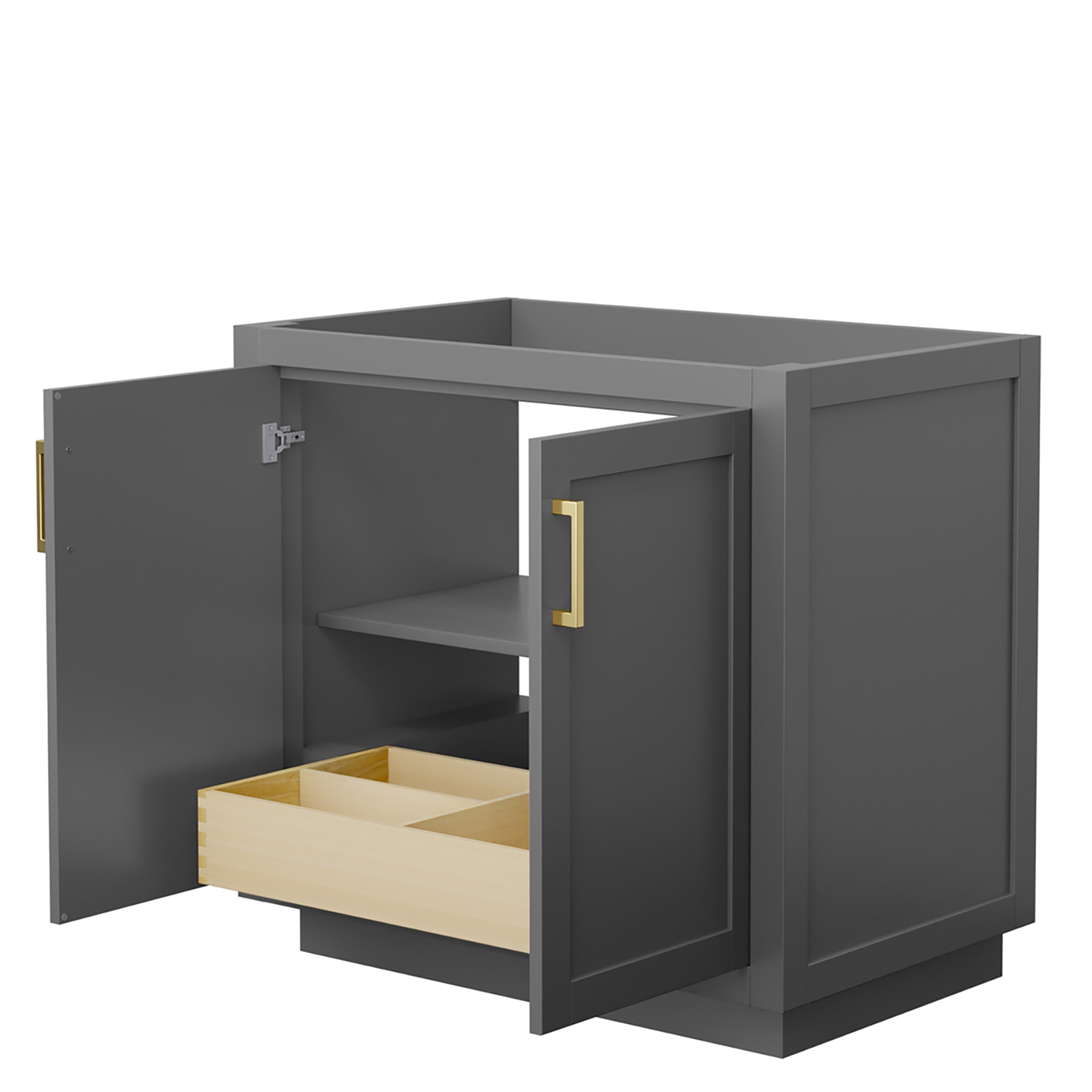 Miranda 36-Inch Dark Gray Bathroom Vanity with Brushed Gold Trim