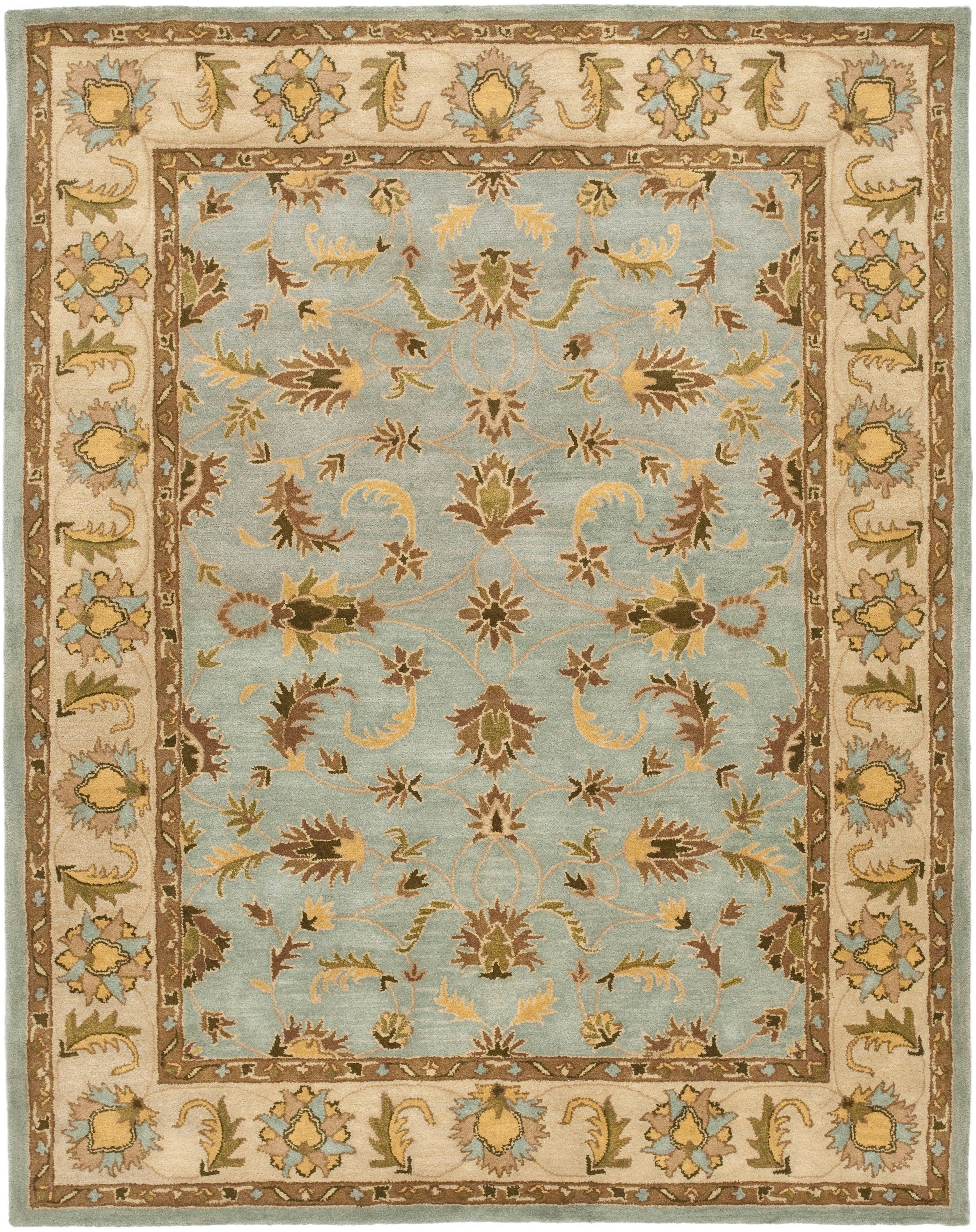SAFAVIEH Heritage Bruce Traditional Wool Area Rug, Light Blue/Beige, 12' x 15'
