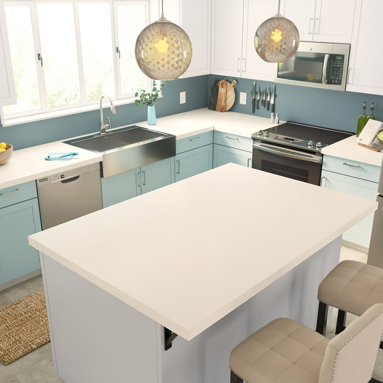 Formica Brand Laminate Solid colors 48.0-Inches W x 96.0-Inches L Mission White Matte Solid Kitchen Laminate Sheet
