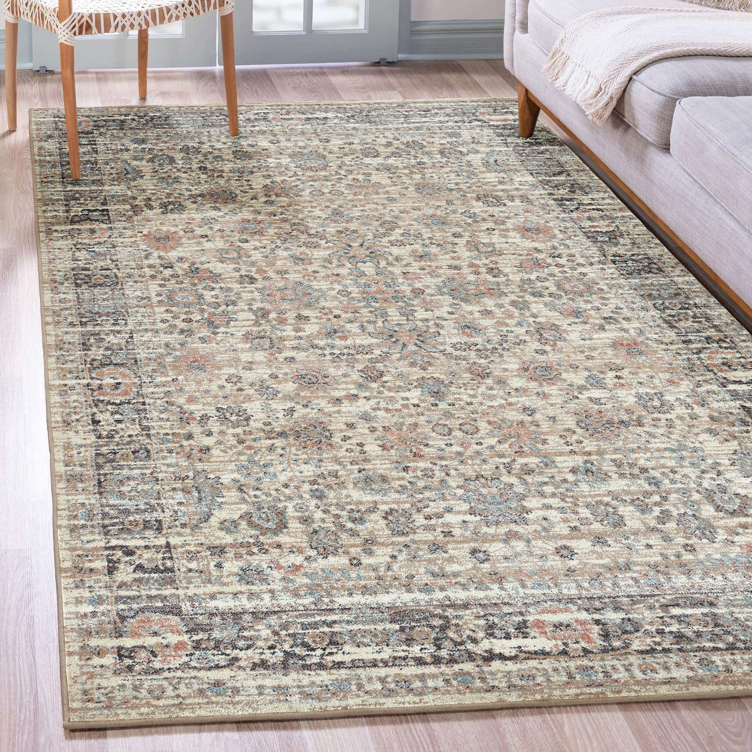 Seriate Classic Beige Synthetic Reversible Area Rug 7'10" x 10'6"