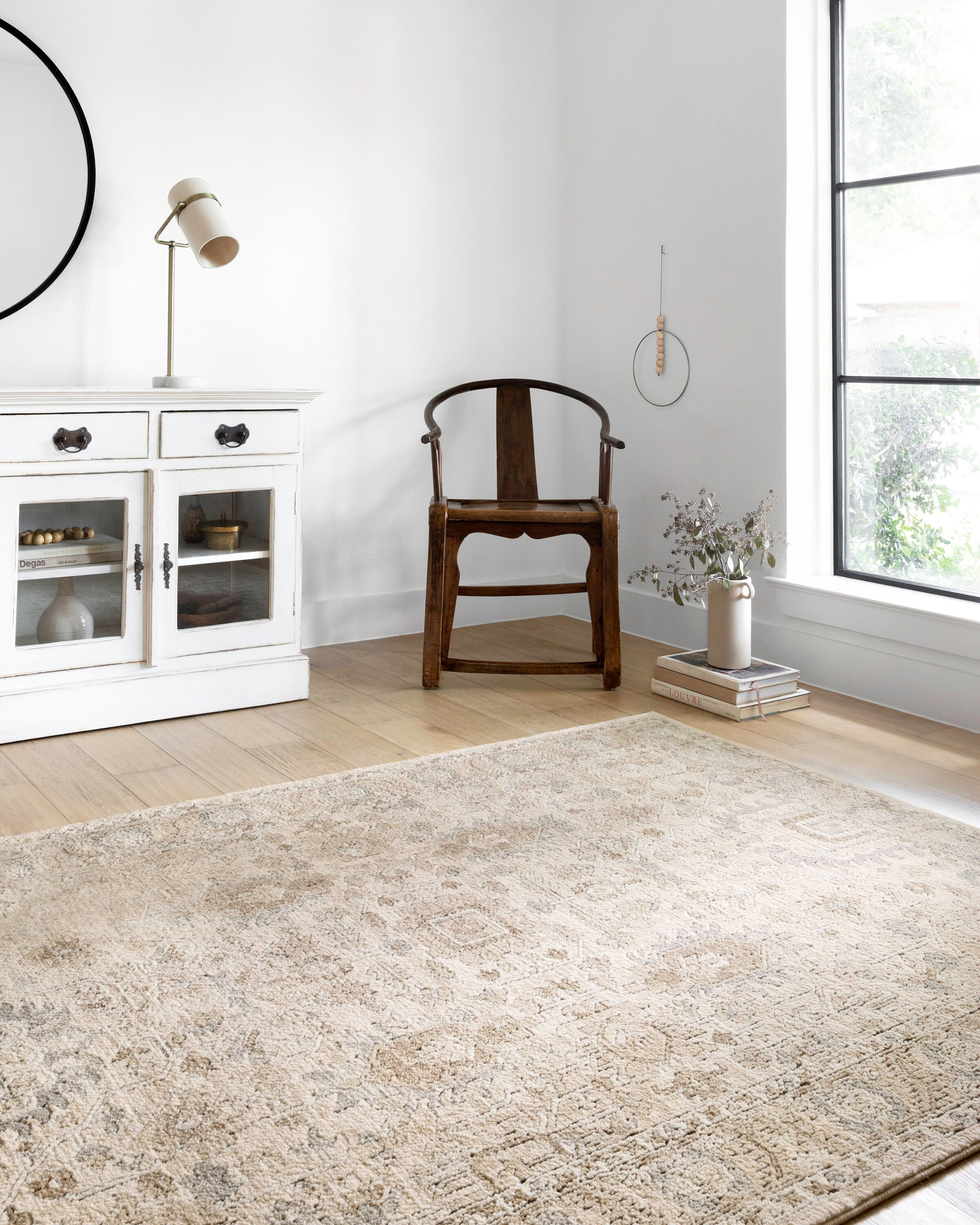 Ivory and Sand Rectangular Oriental Synthetic Area Rug