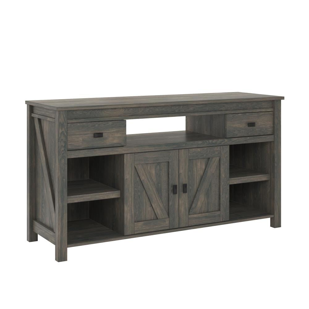 Farmington Gray Weathered Oak TV Stand with Cabinet for 60" TVs