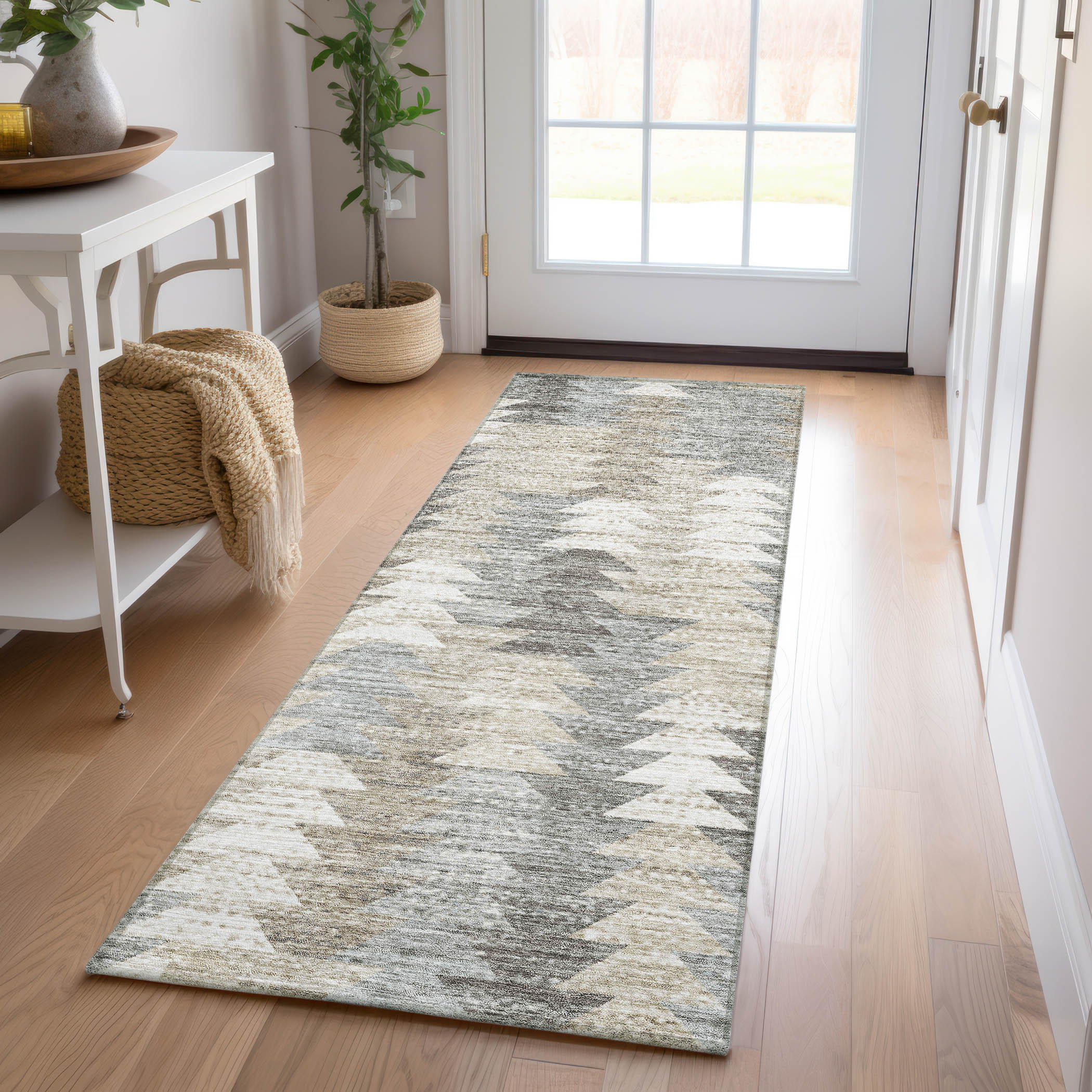 Addison Rugs Chantille ACN632 Taupe 2'3" x 7'6" Indoor Outdoor Hallway Runner Rug, Stain Resistant Washable Kitchen Area Carpet for Bathroom, Laundry and Bedroom Rug