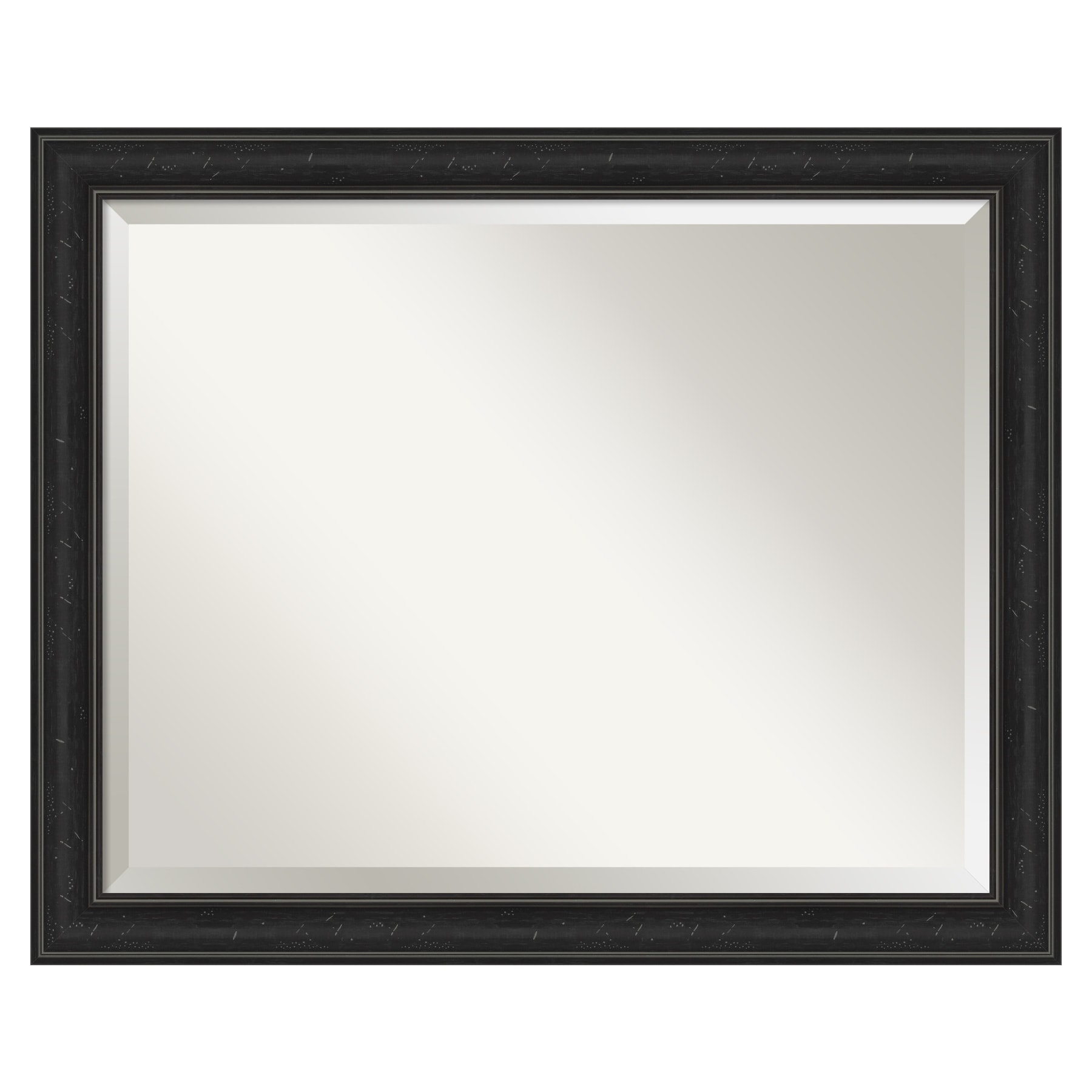 Amanti Art Beveled Bathroom Wall Mirror - Shipwreck Black Narrow Frame Outer Size: 32 x 26 in