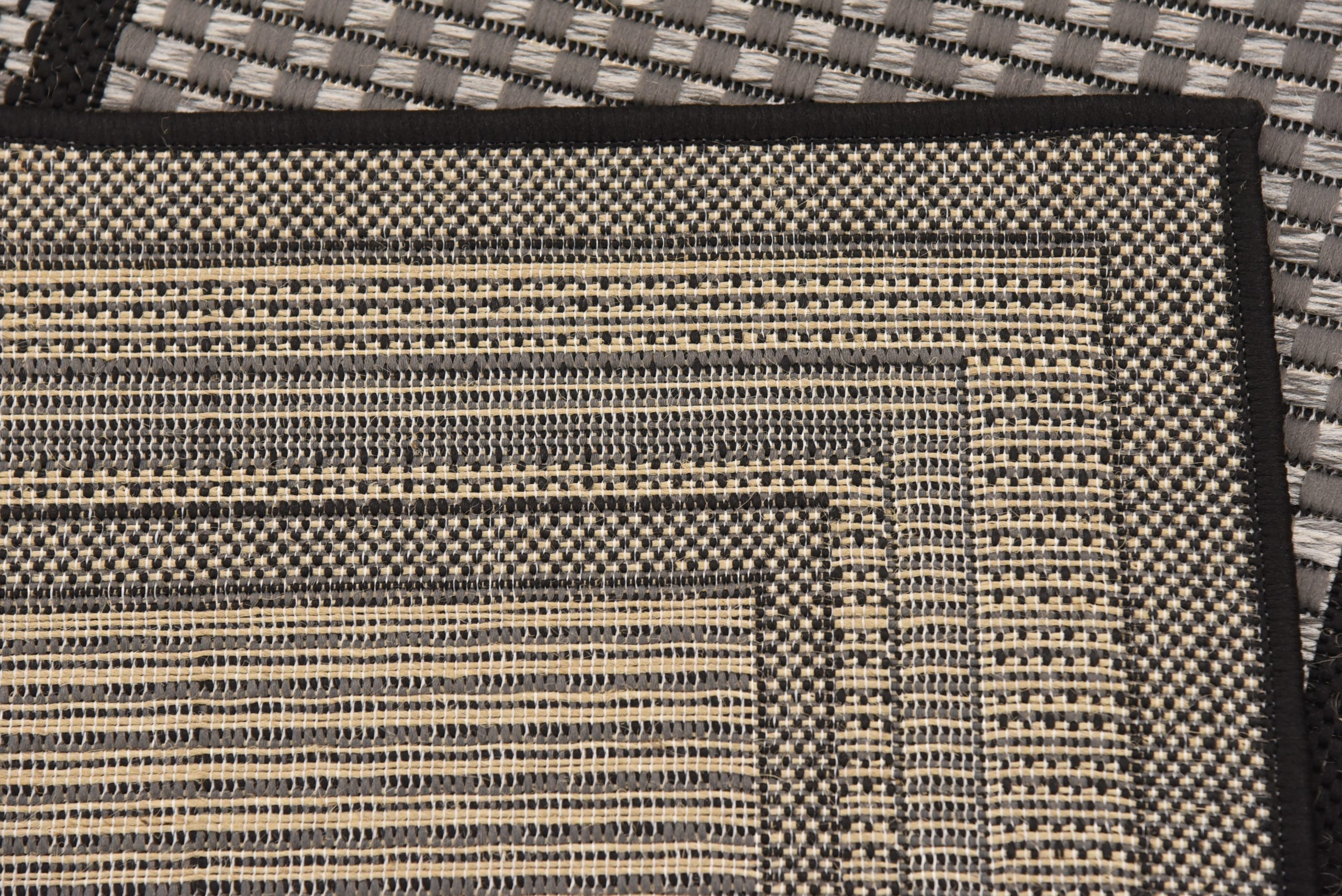 Unique Loom Outdoor Border Collection Area Rug - Multi Border (2' 2" x 6' 1" Runner Gray/Black)