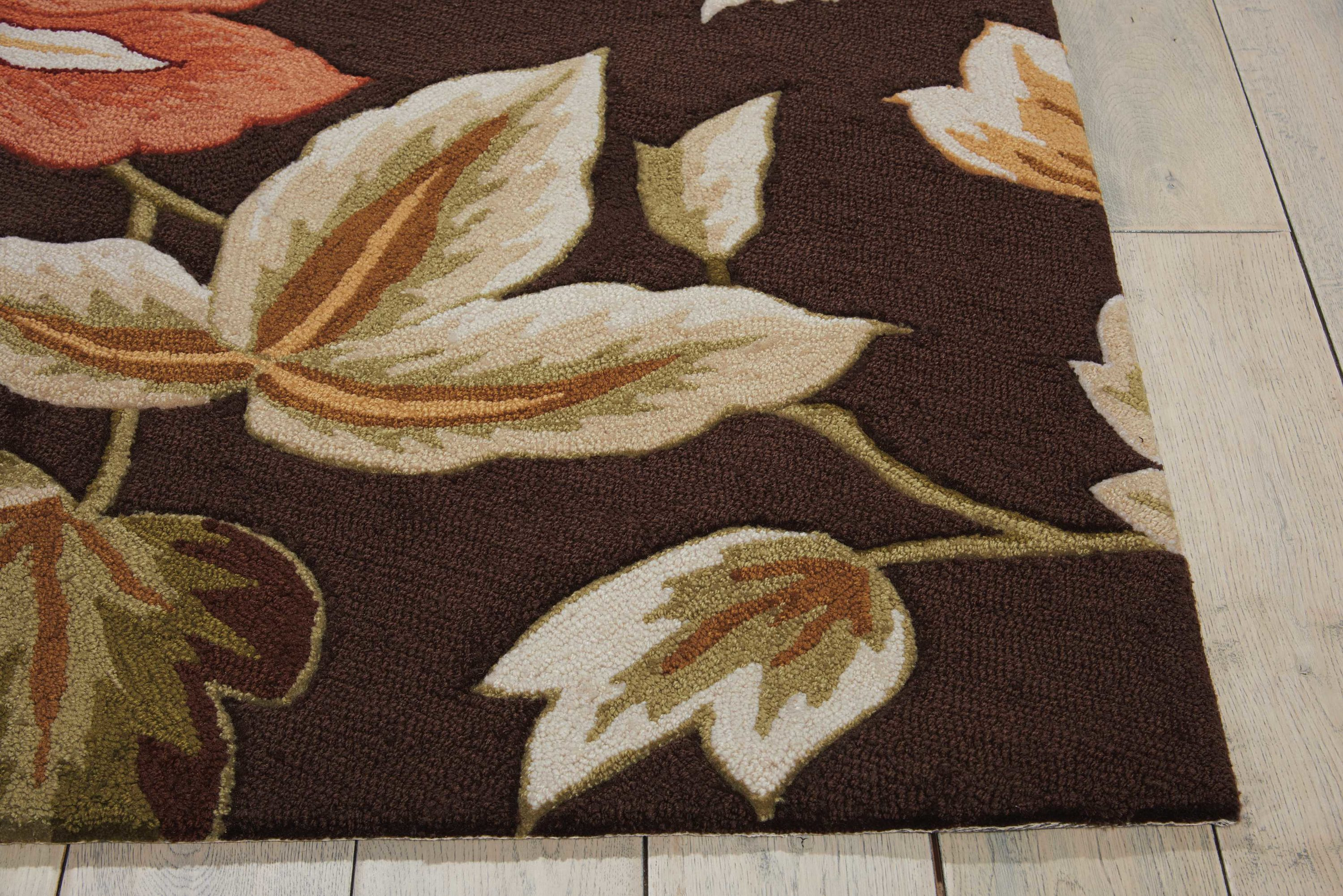Enchanted Garden Chocolate Brown Floral Hand-Hooked Runner Rug