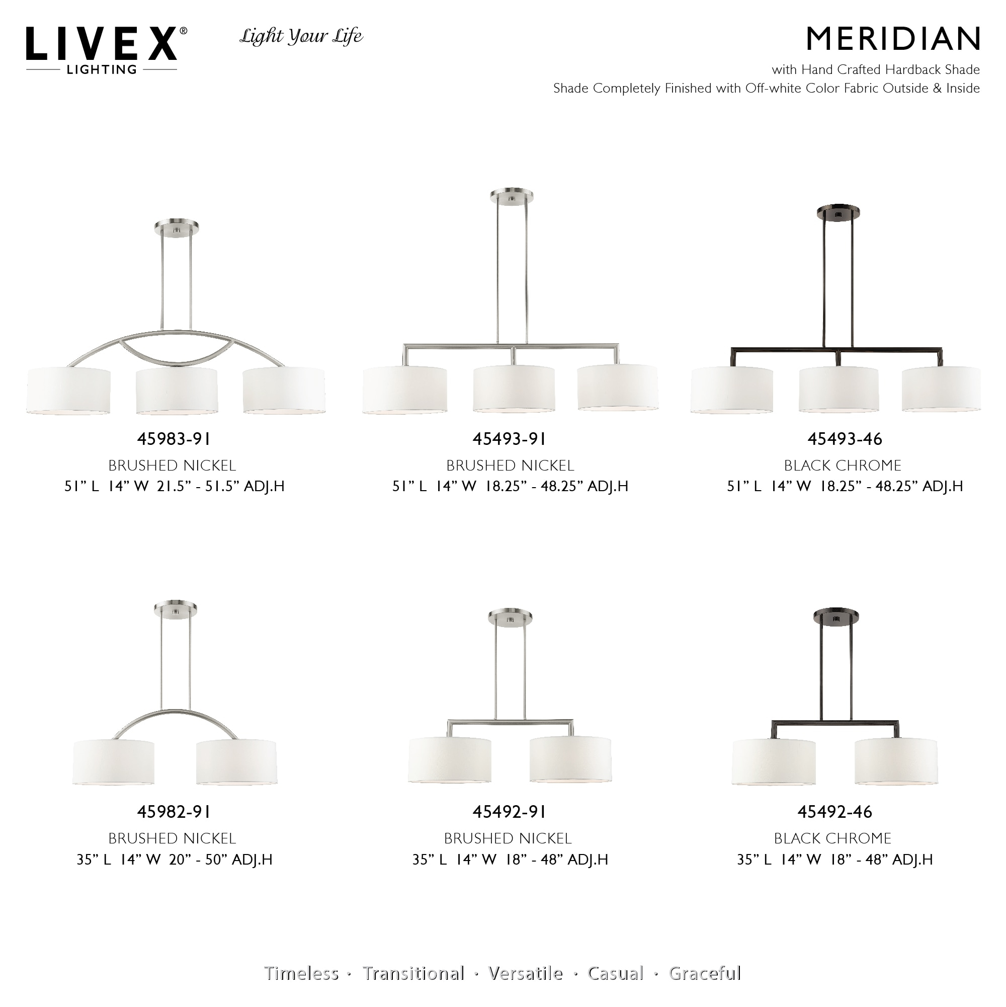 Livex Lighting Meridian 3 - Light Chandelier in  Black Chrome