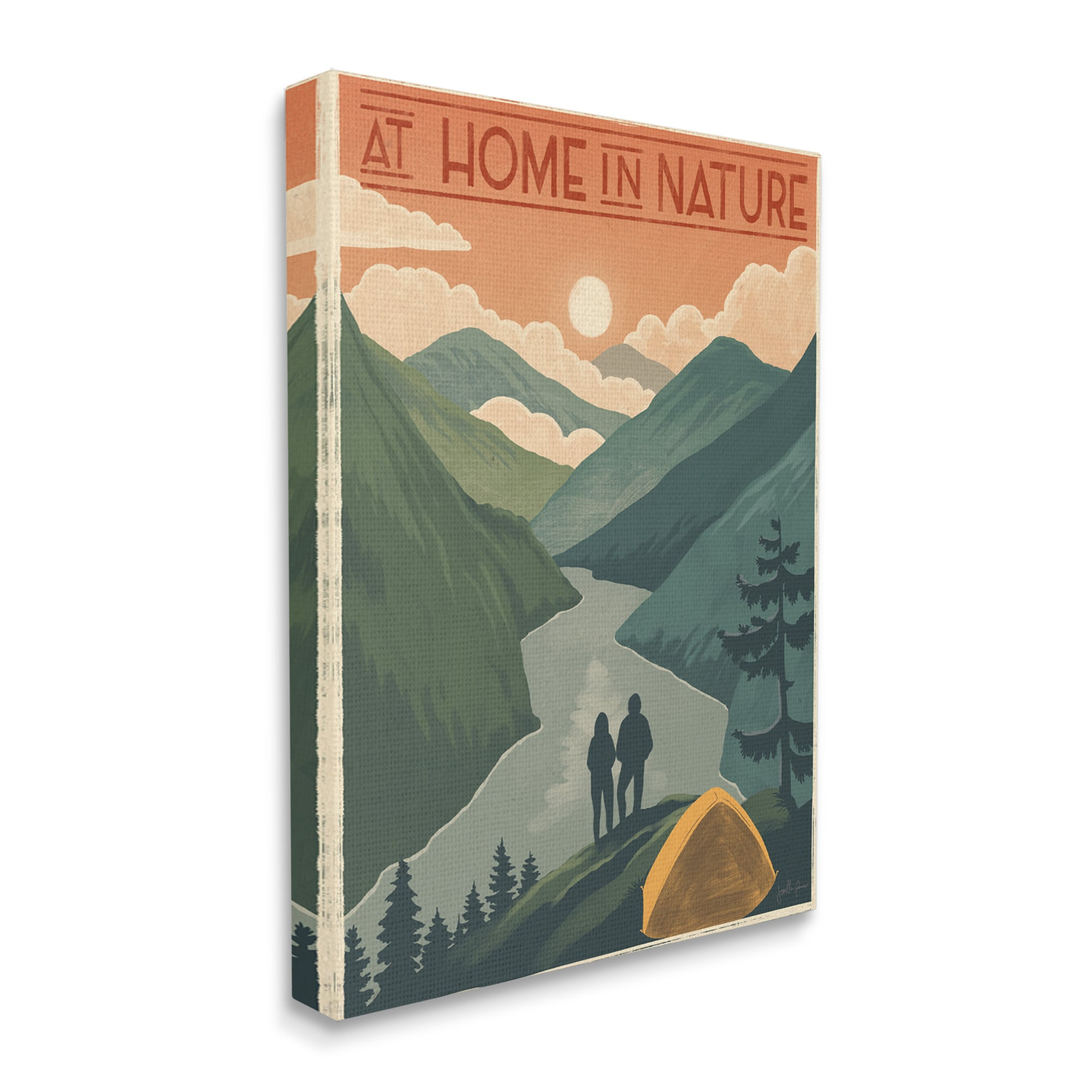 Stupell Industries At Home In Nature Phrase Camping Tent Mountains Inspirational Painting Gallery Wrapped Canvas Print Wall Art, 16 x 20