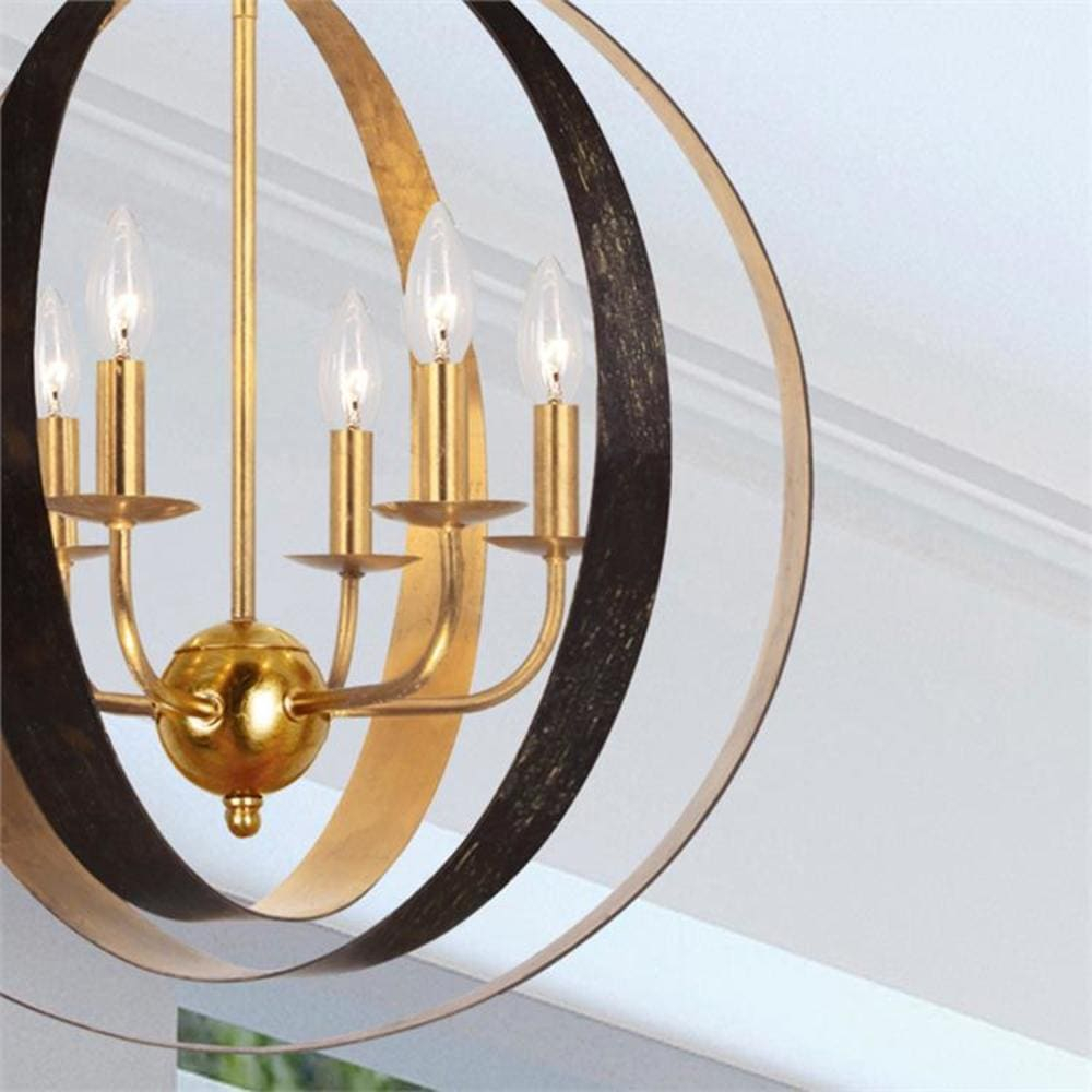 Luna English Bronze & Antique Gold 6-Light Crystal Chandelier