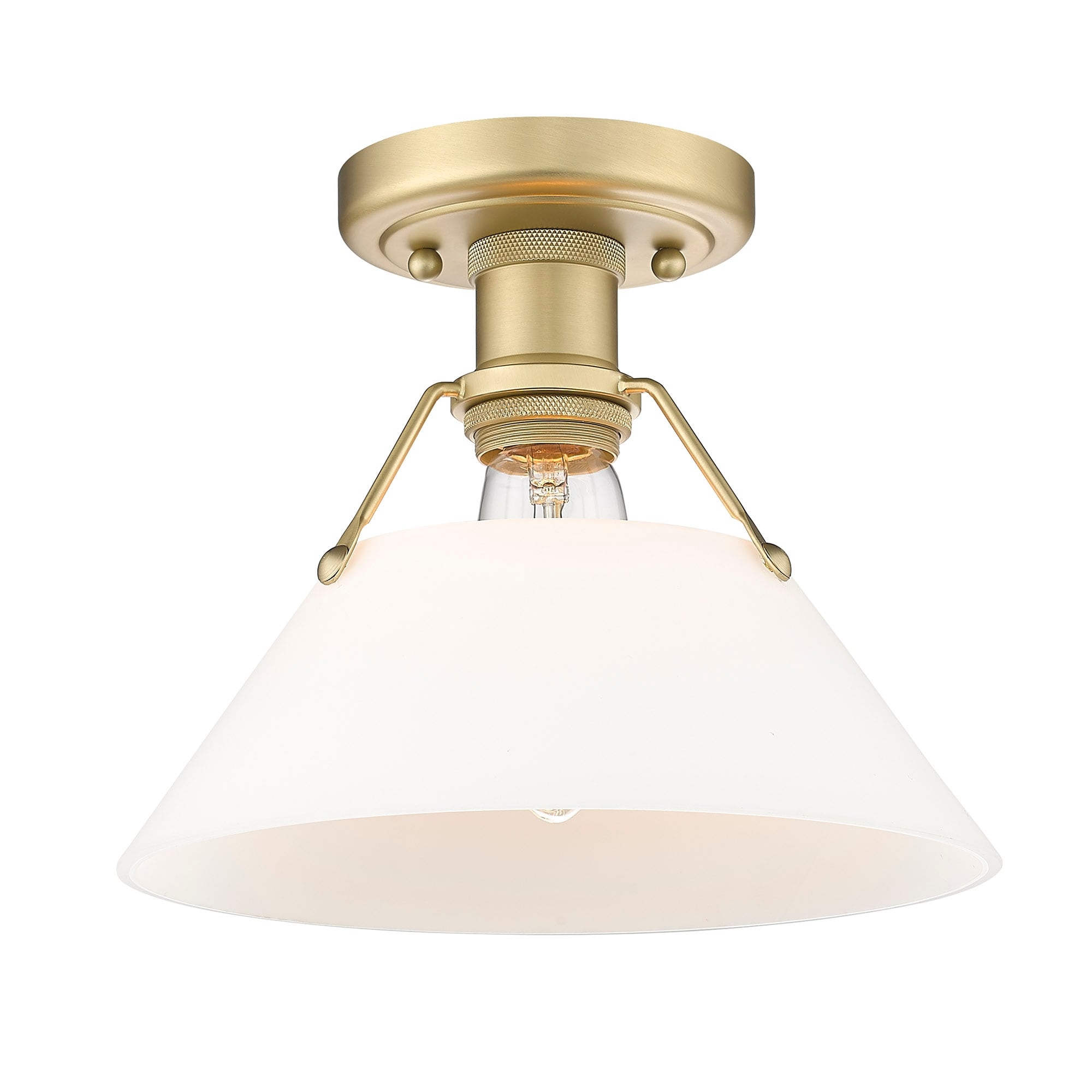 Golden Lighting Orwell 1-Light Flush Mount in Brushed Champagne Bronze with Opal Glass