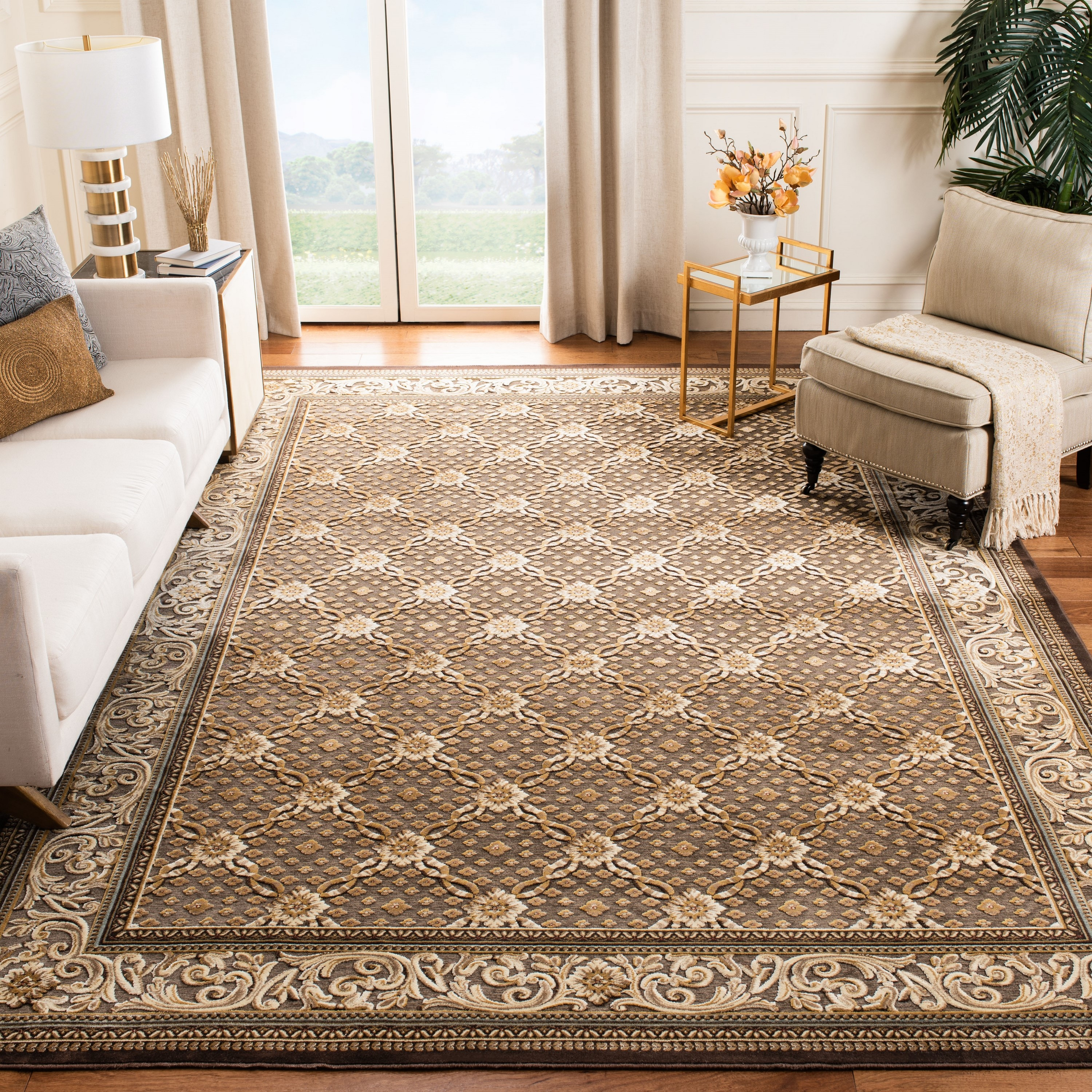 SAFAVIEH Paradise Jonette Geometric Floral Area Rug, Dark Brown, 8' x 11'2"