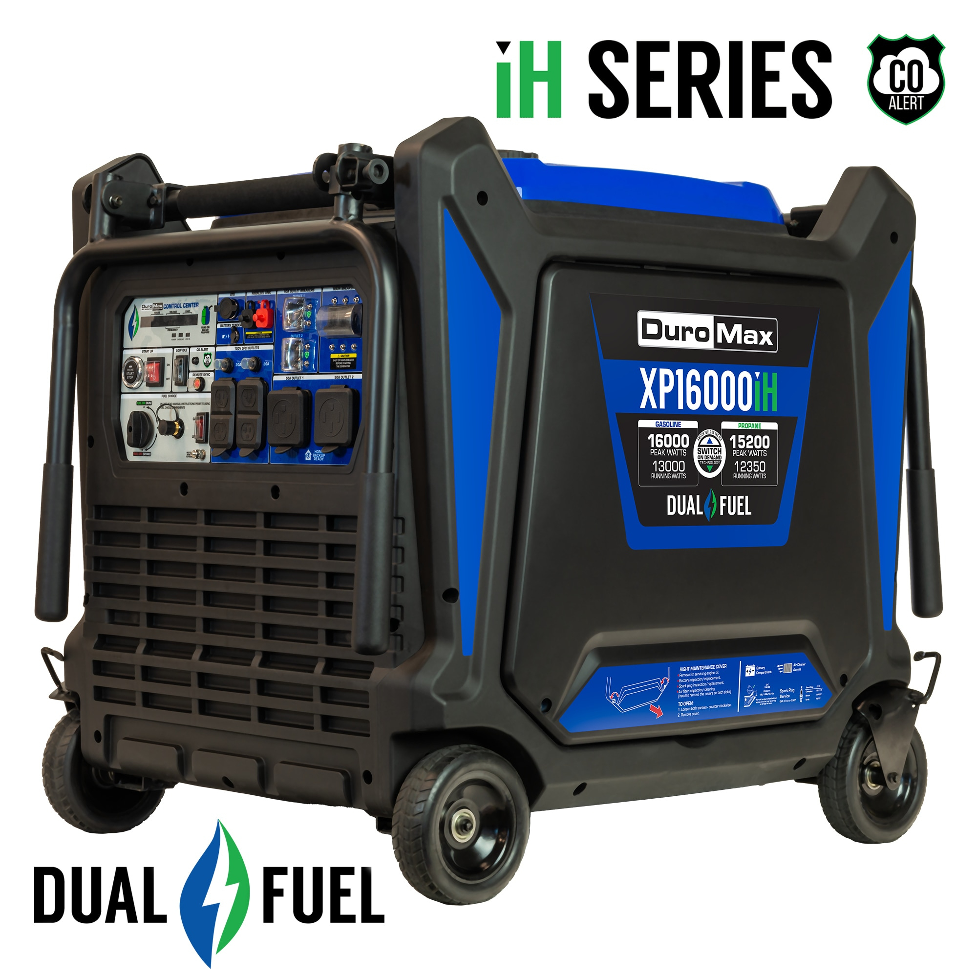 DuroMax XP16000iH 16,000 Watt Dual Fuel Portable Inverter Generator with CO Alert